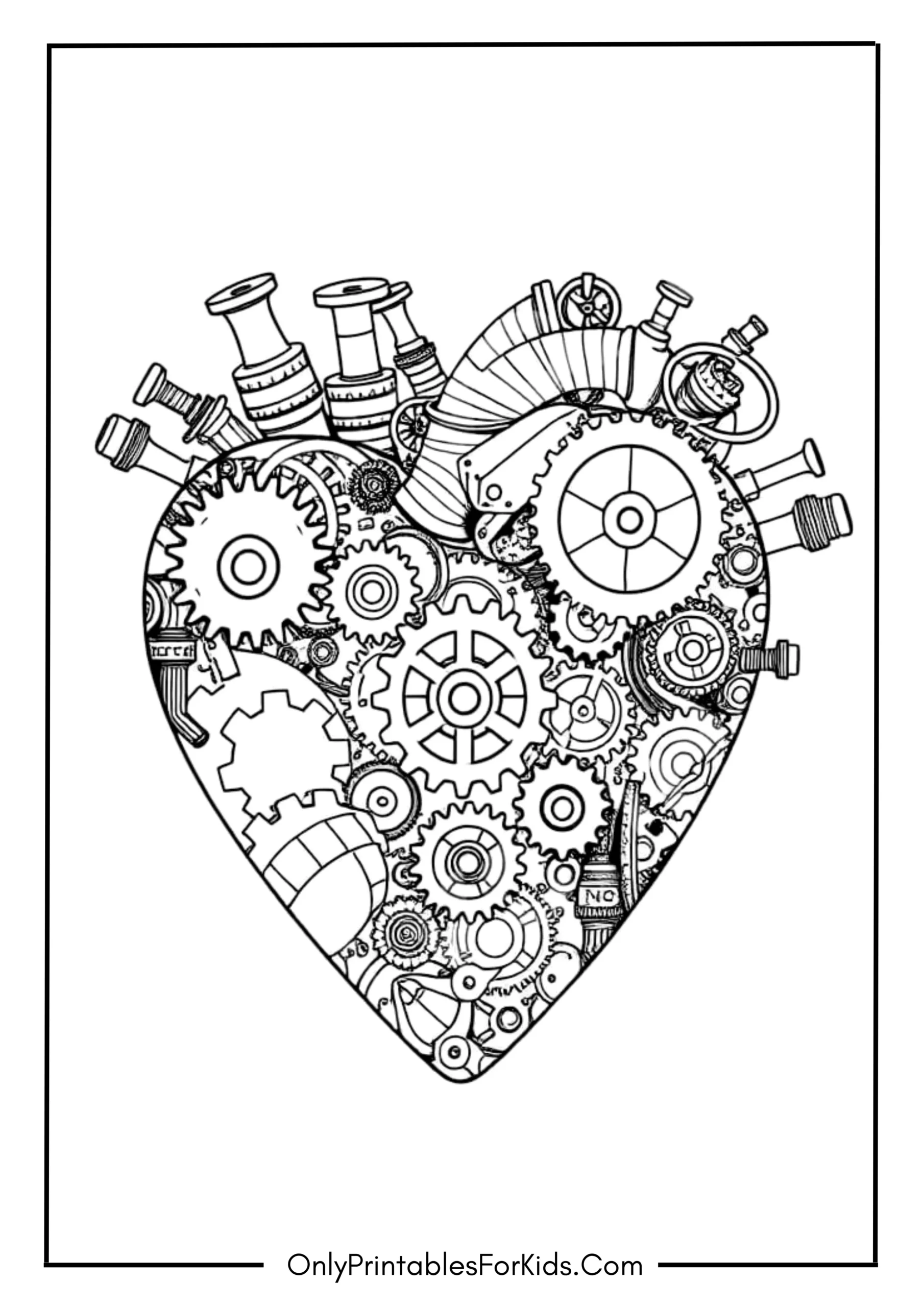 Steampunk Heart Coloring Page
