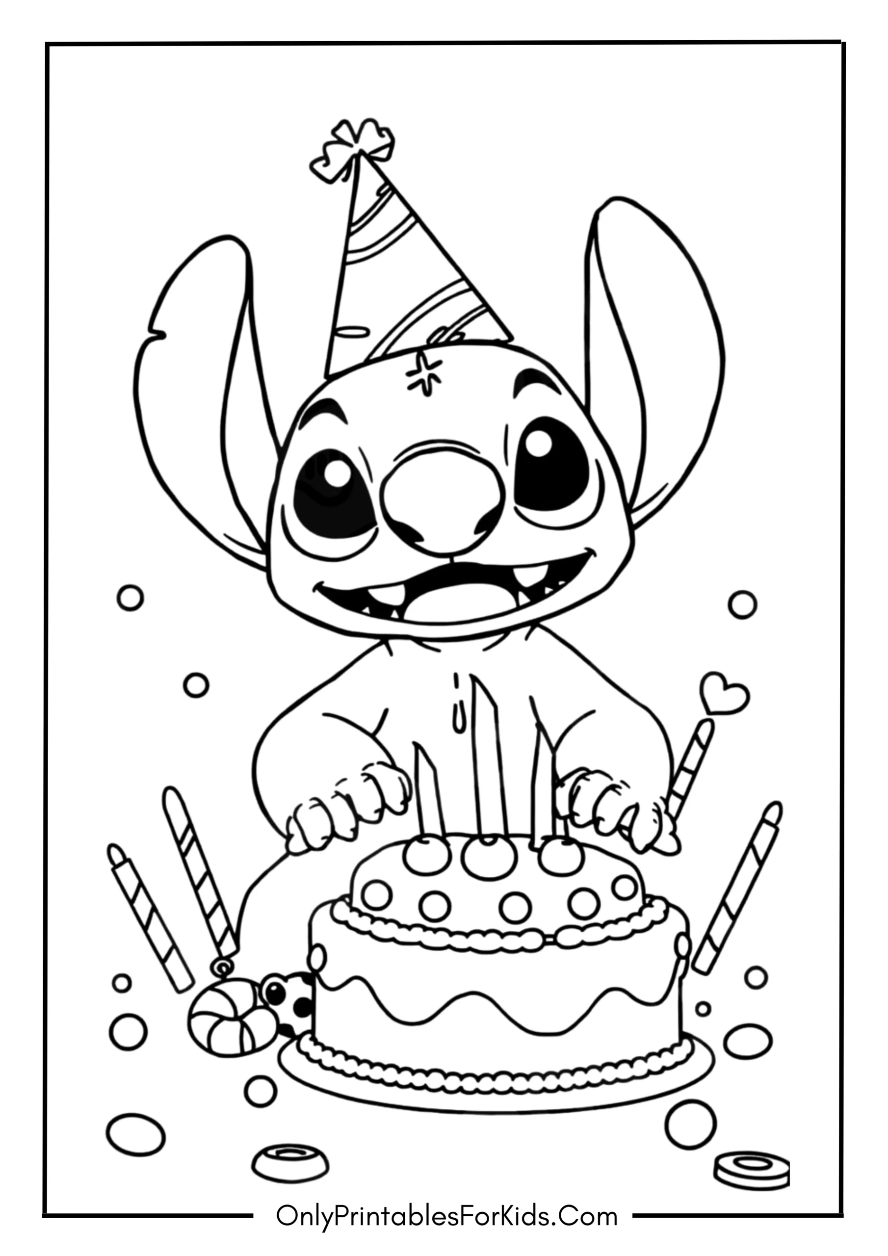 Stitch Birthday Coloring Page