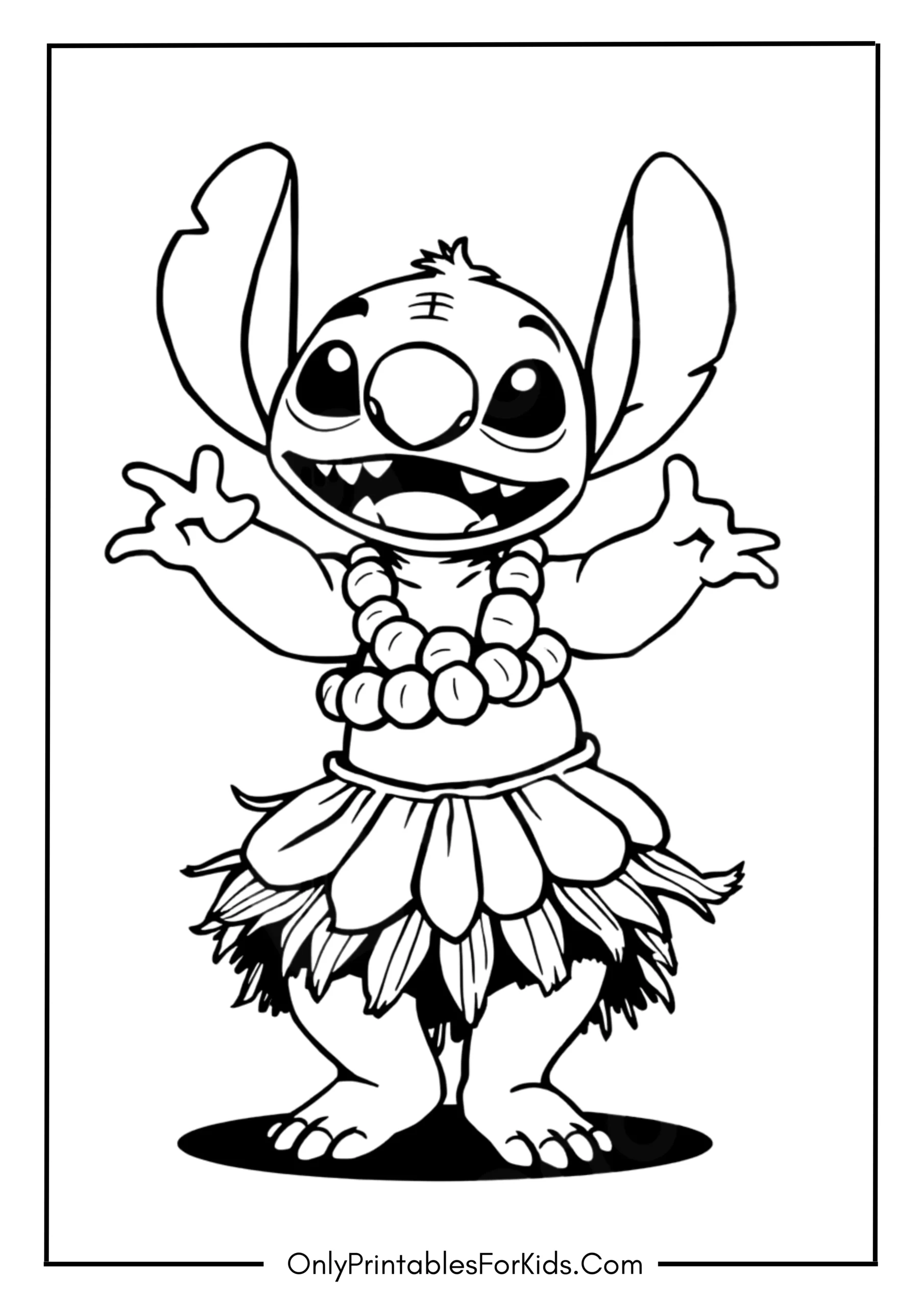 Stitch Dancing in a Hula Skirt