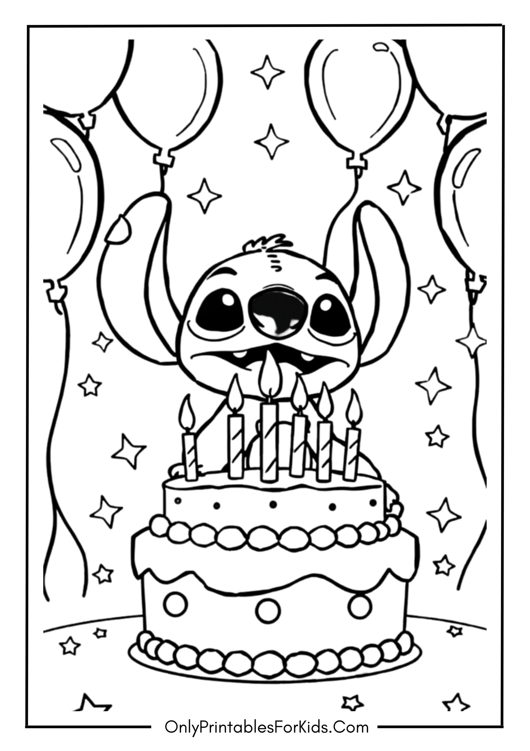 Stitch Happy Birthday Coloring Pages