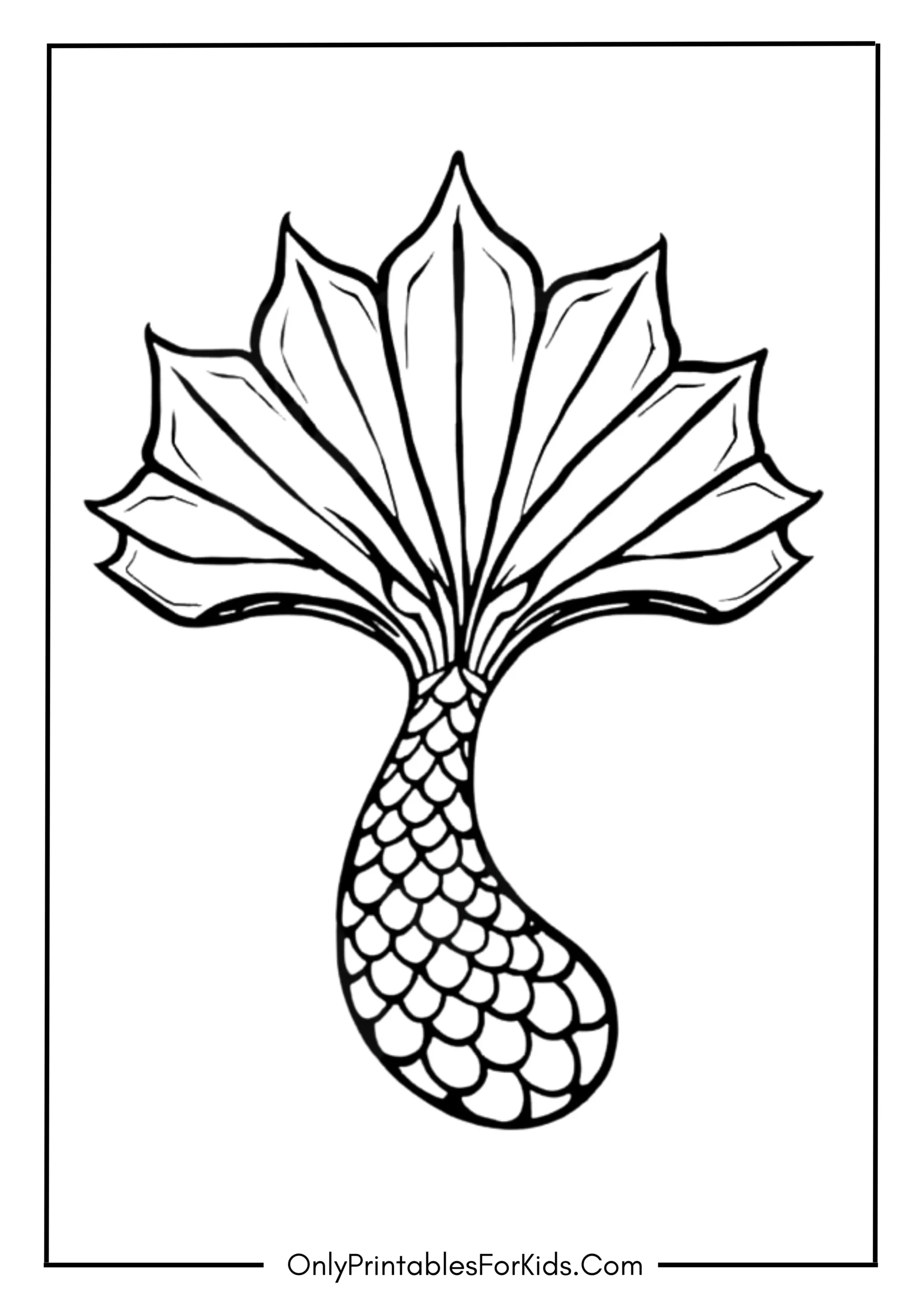 Stylized Mermaid Tail with Fan Shape Coloring Page scaled
