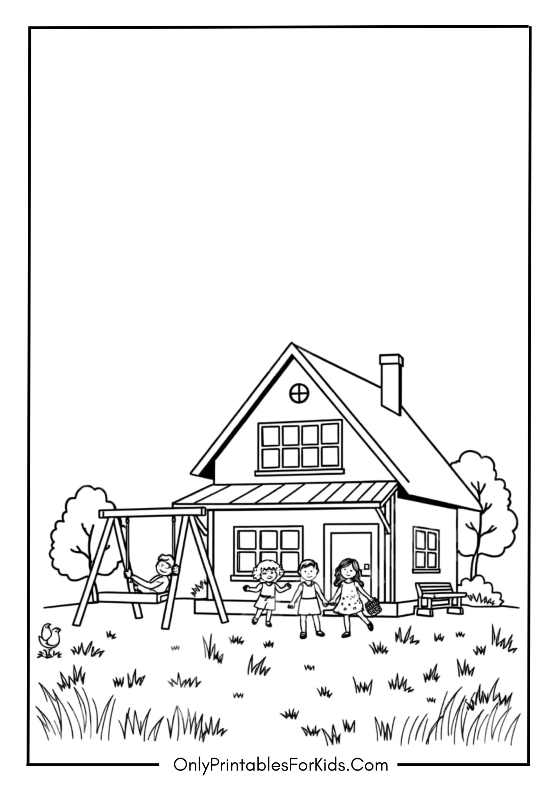 Suburban House with a Swing Set scaled