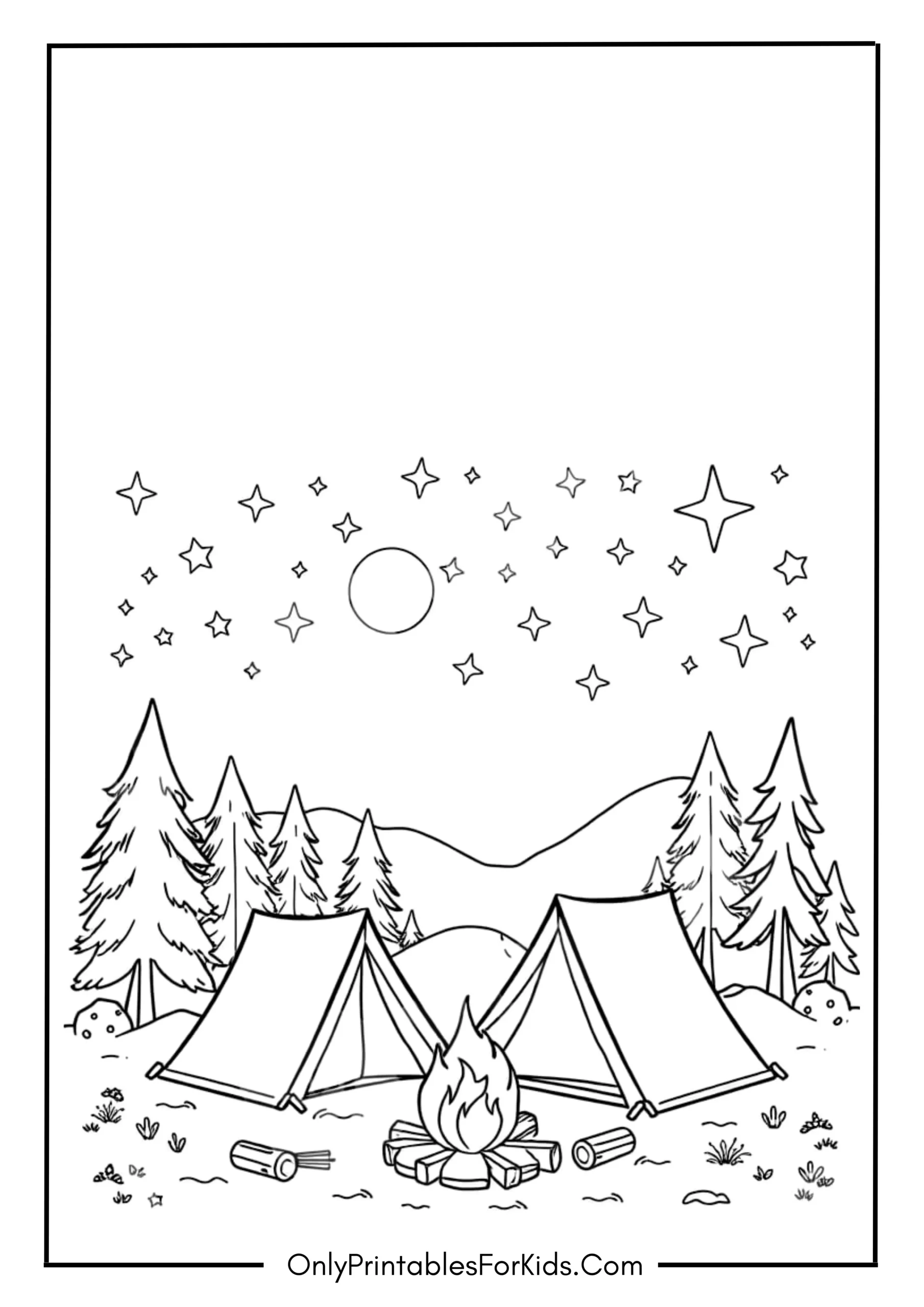 Summer Camping Coloring Page