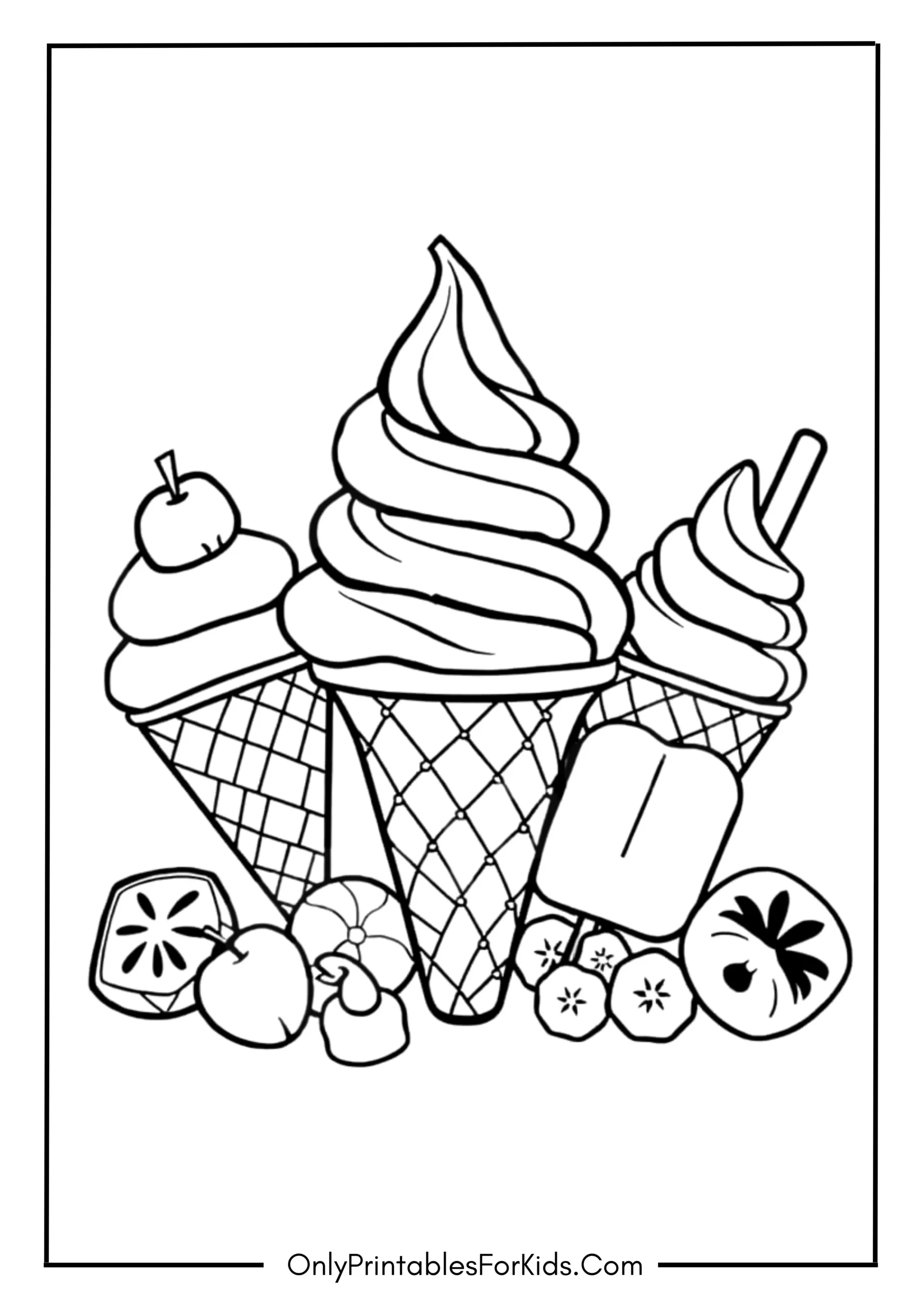 Summer Ice Cream Coloring Page