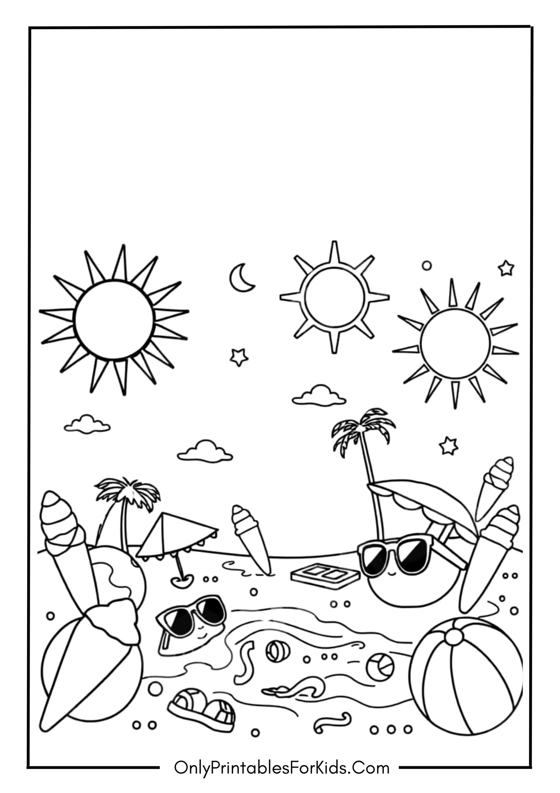 Summer Themed Coloring Page