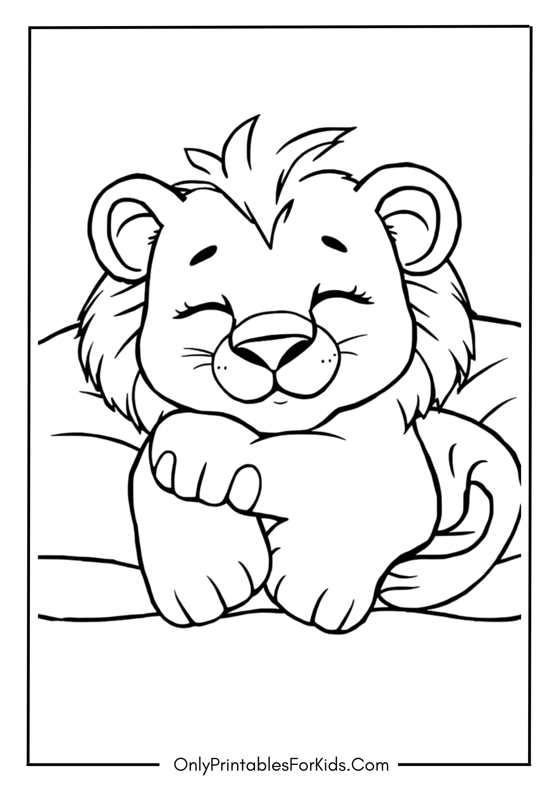 Sweet Lion Cub Lying On A Soft Pillow