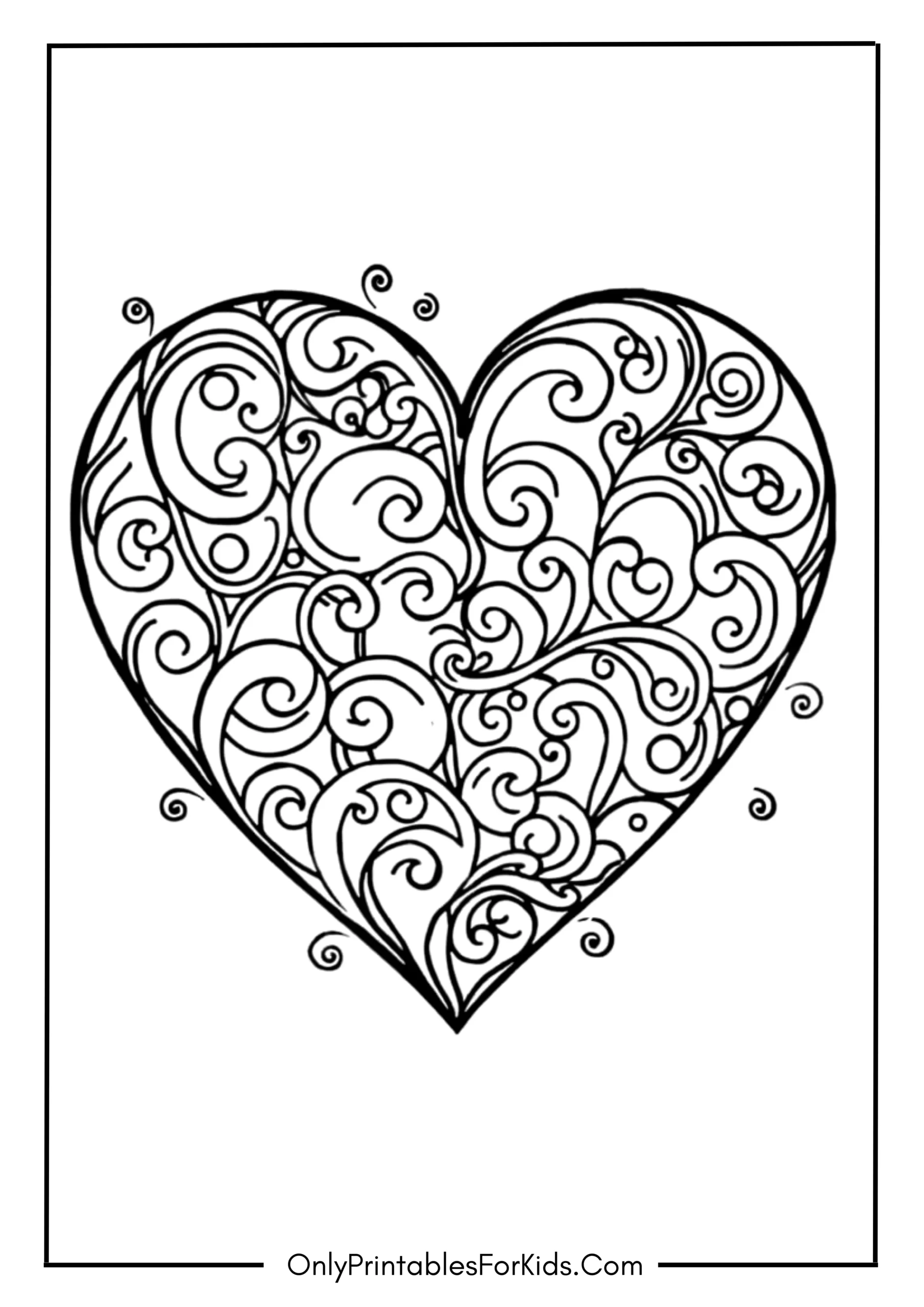 Swirly Pattern Heart Coloring Page