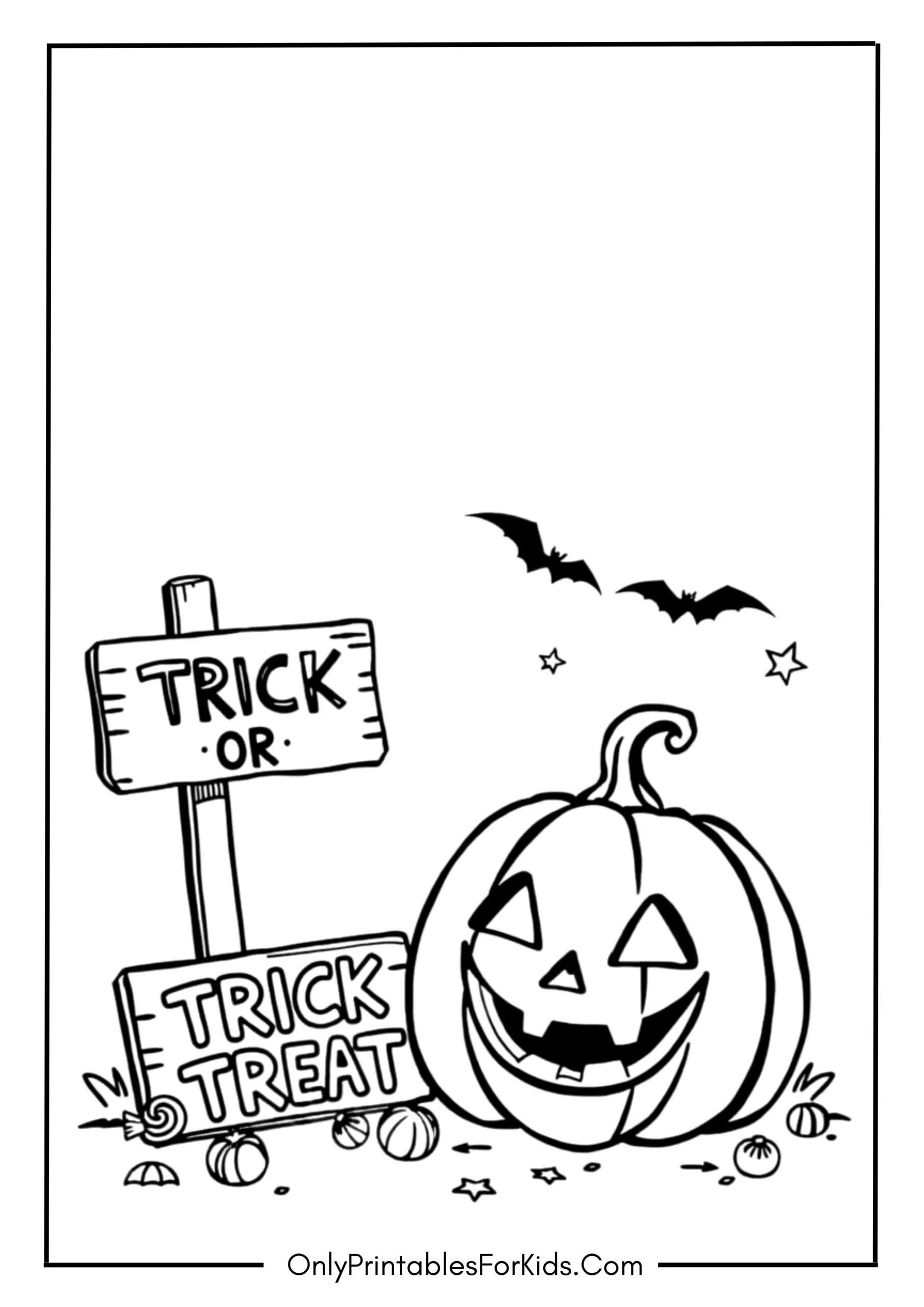 Trick or Treat Jack-o’-Lantern Coloring Page