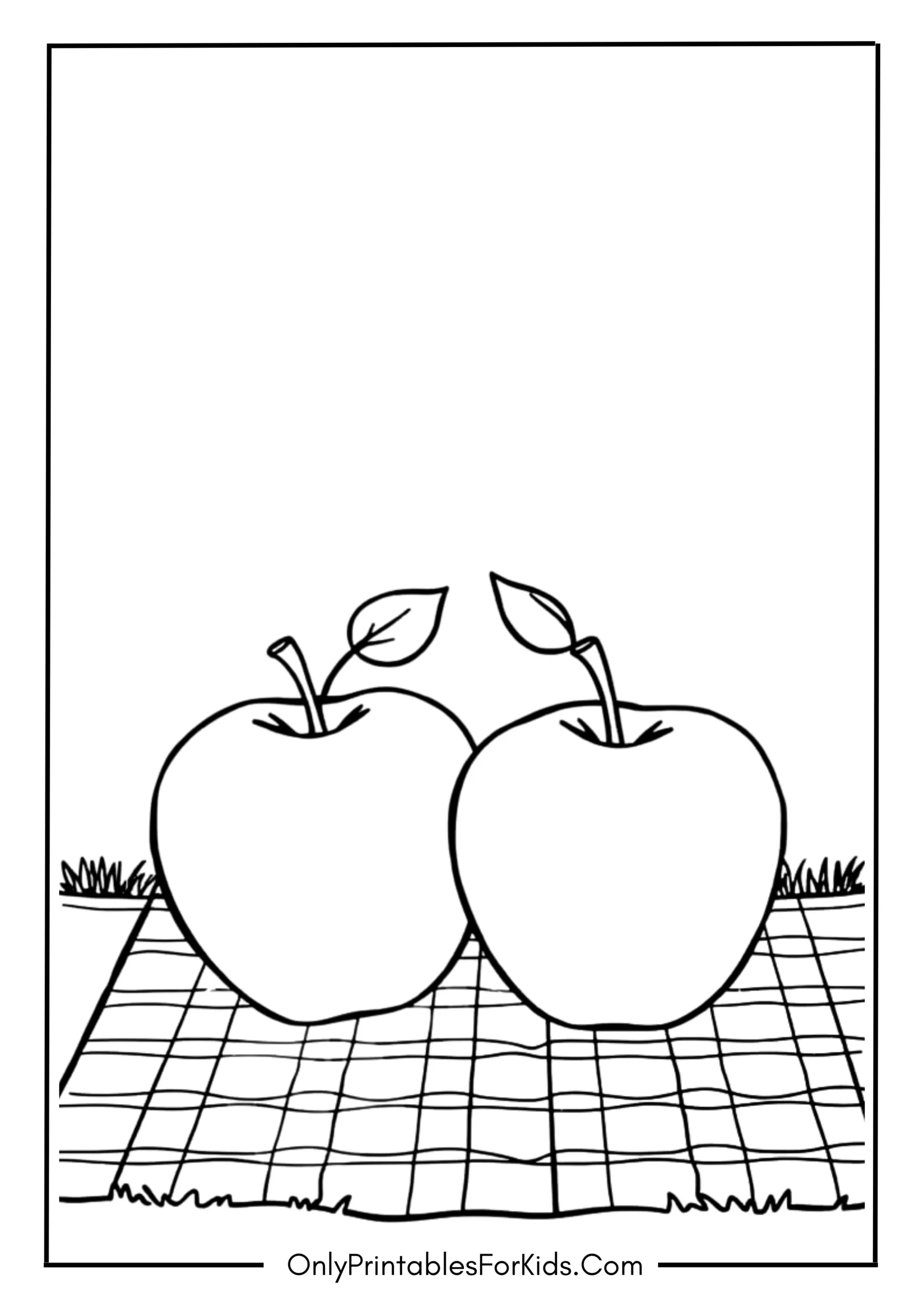 Two Apples Resting on a Checkered Picnic Blanket