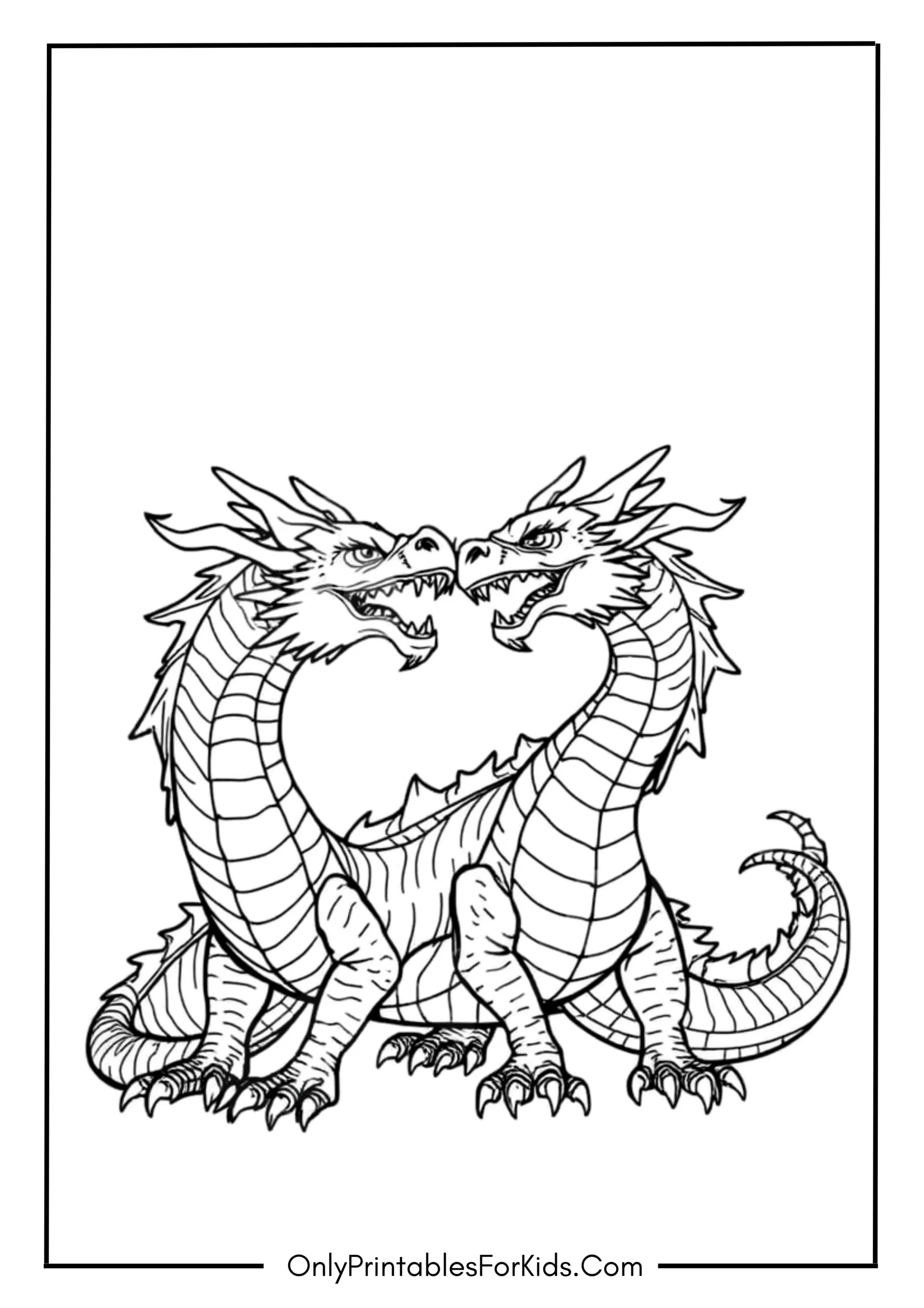 Two Headed Dragon Coloring Page