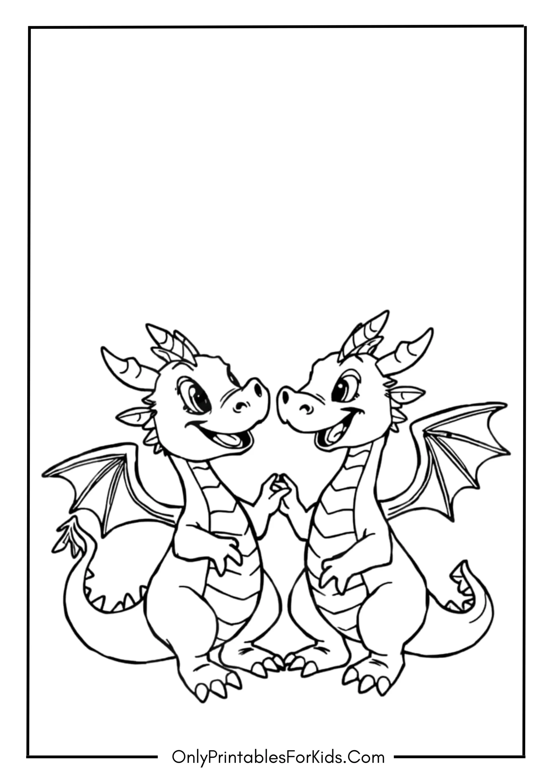 Two Playful Dragons Coloring Page