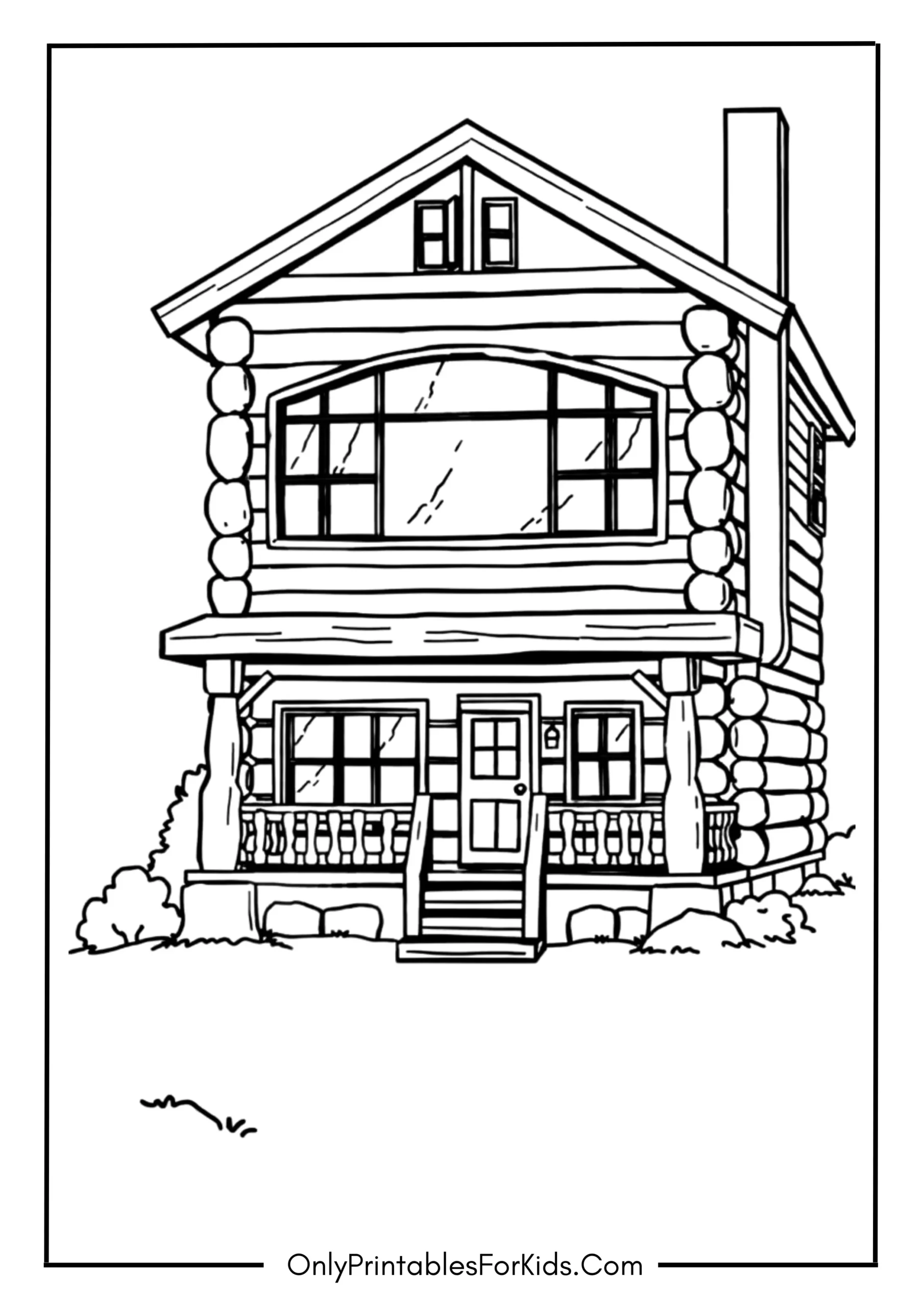 Two Story Log House with Big Windows scaled