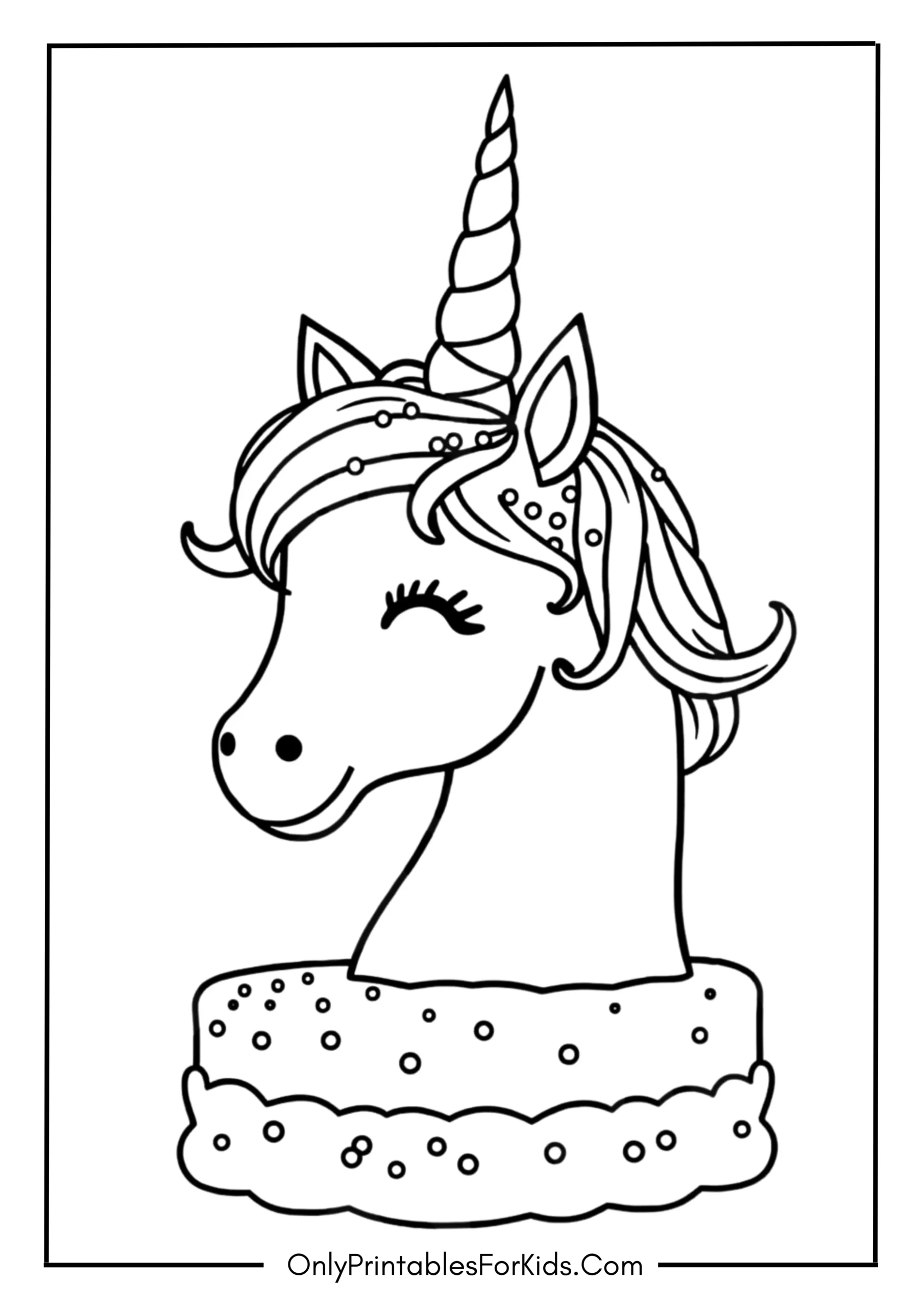 Unicorn Cake Coloring Page