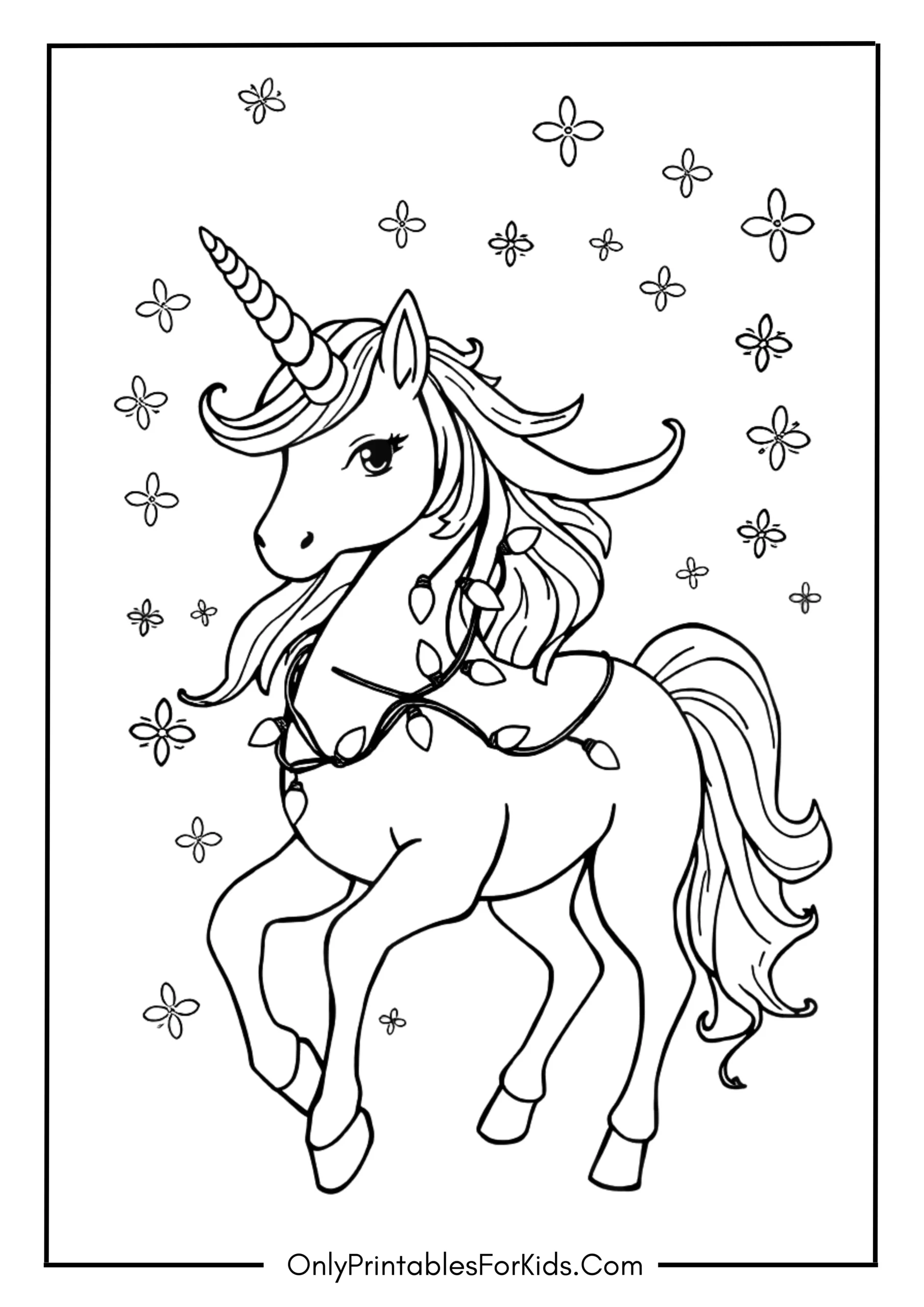 Unicorn Christmas Coloring Pages