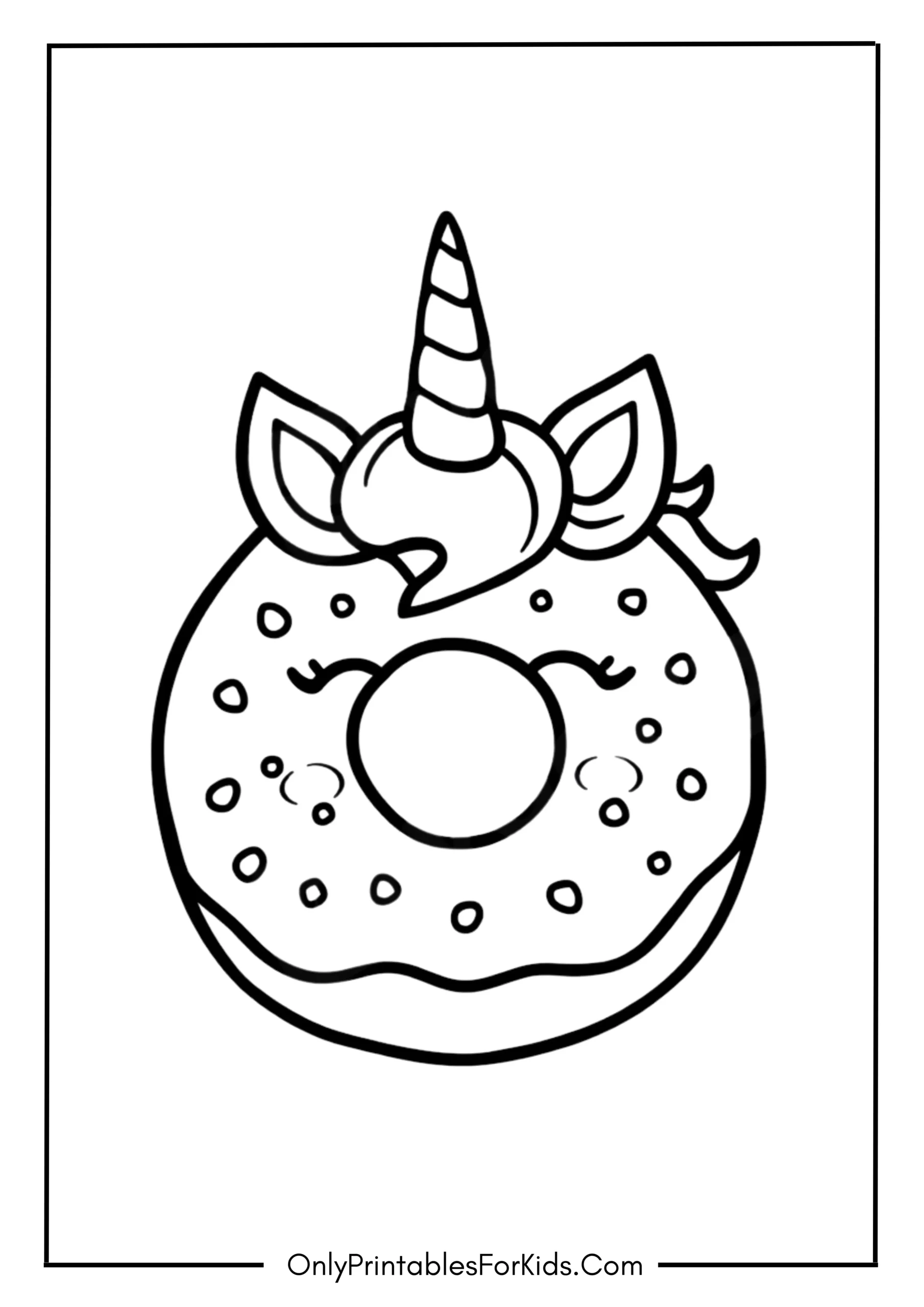 Unicorn Donut Coloring Page