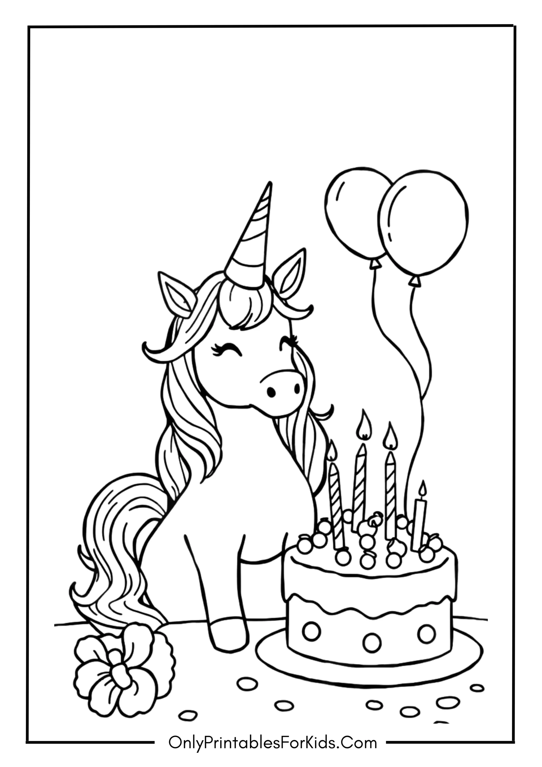 Unicorn Happy Birthday Coloring Pages