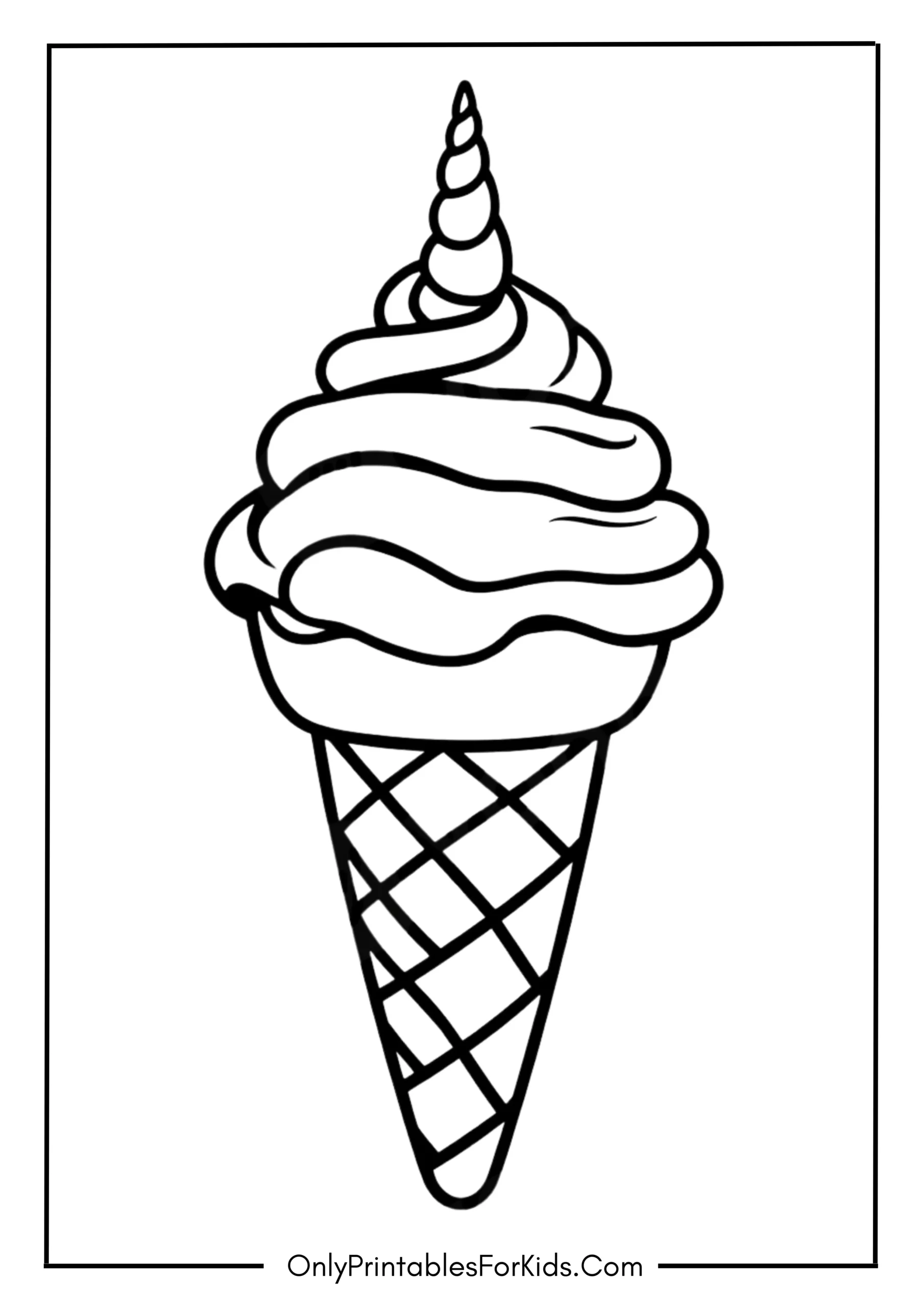 Unicorn Ice Cream Coloring Page