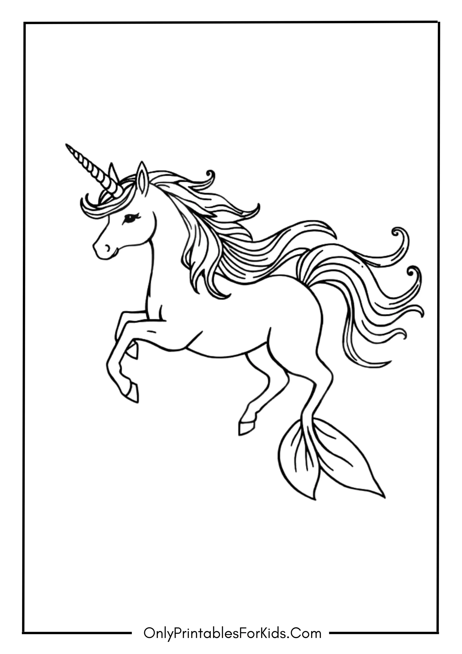 Unicorn Mermaid Coloring Page