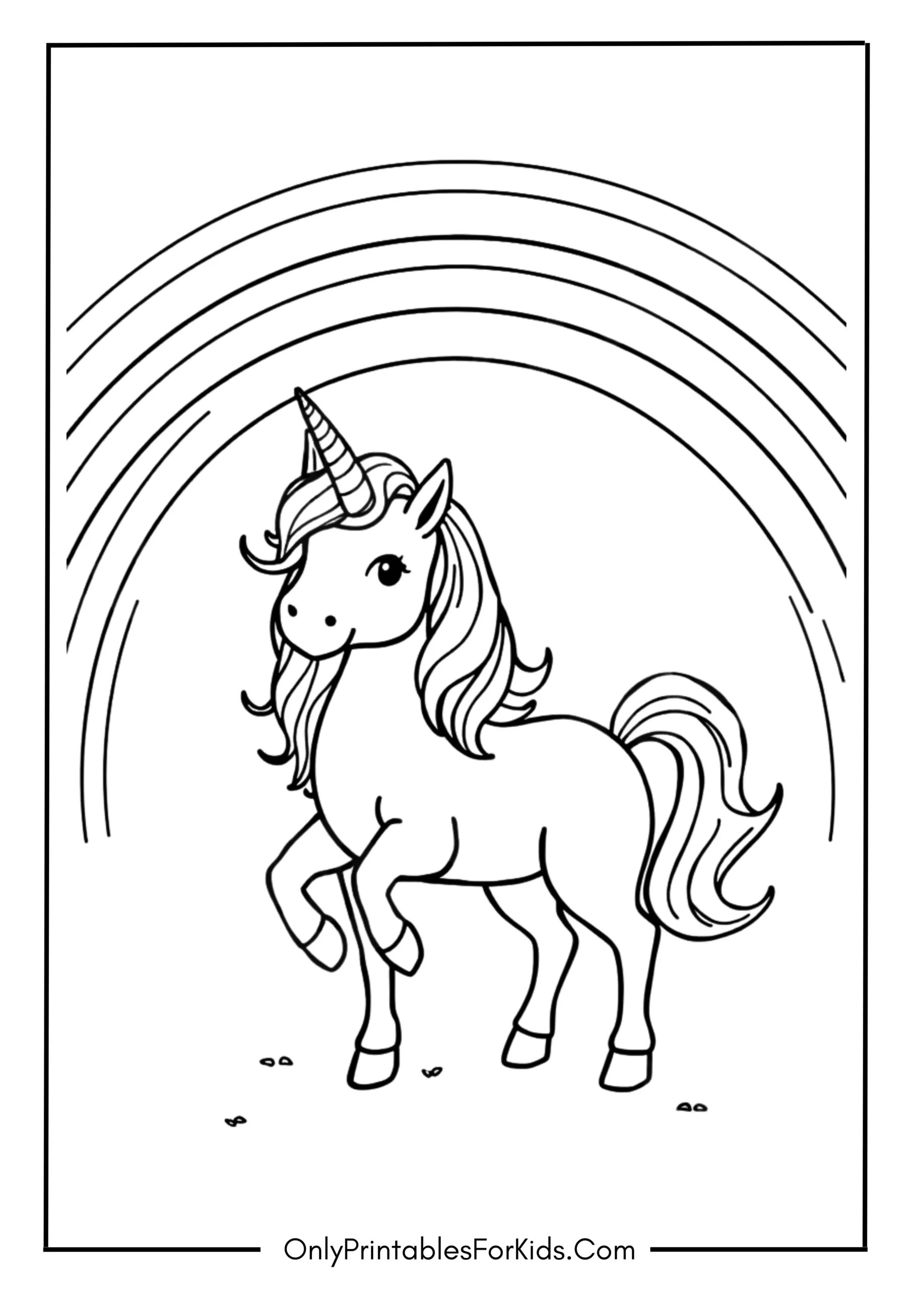 Unicorn Rainbow Coloring Page