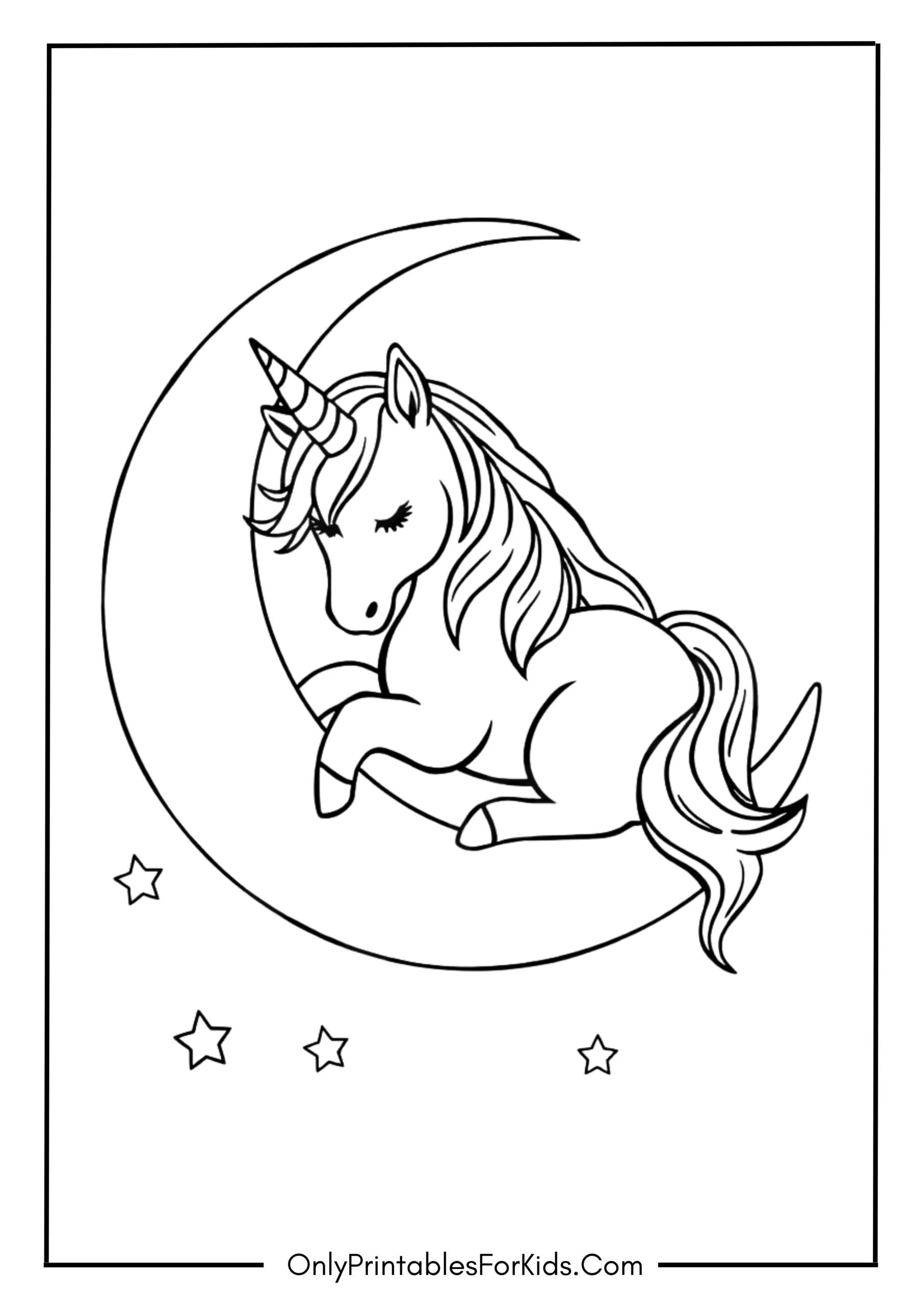 Unicorn on the Moon Coloring Page