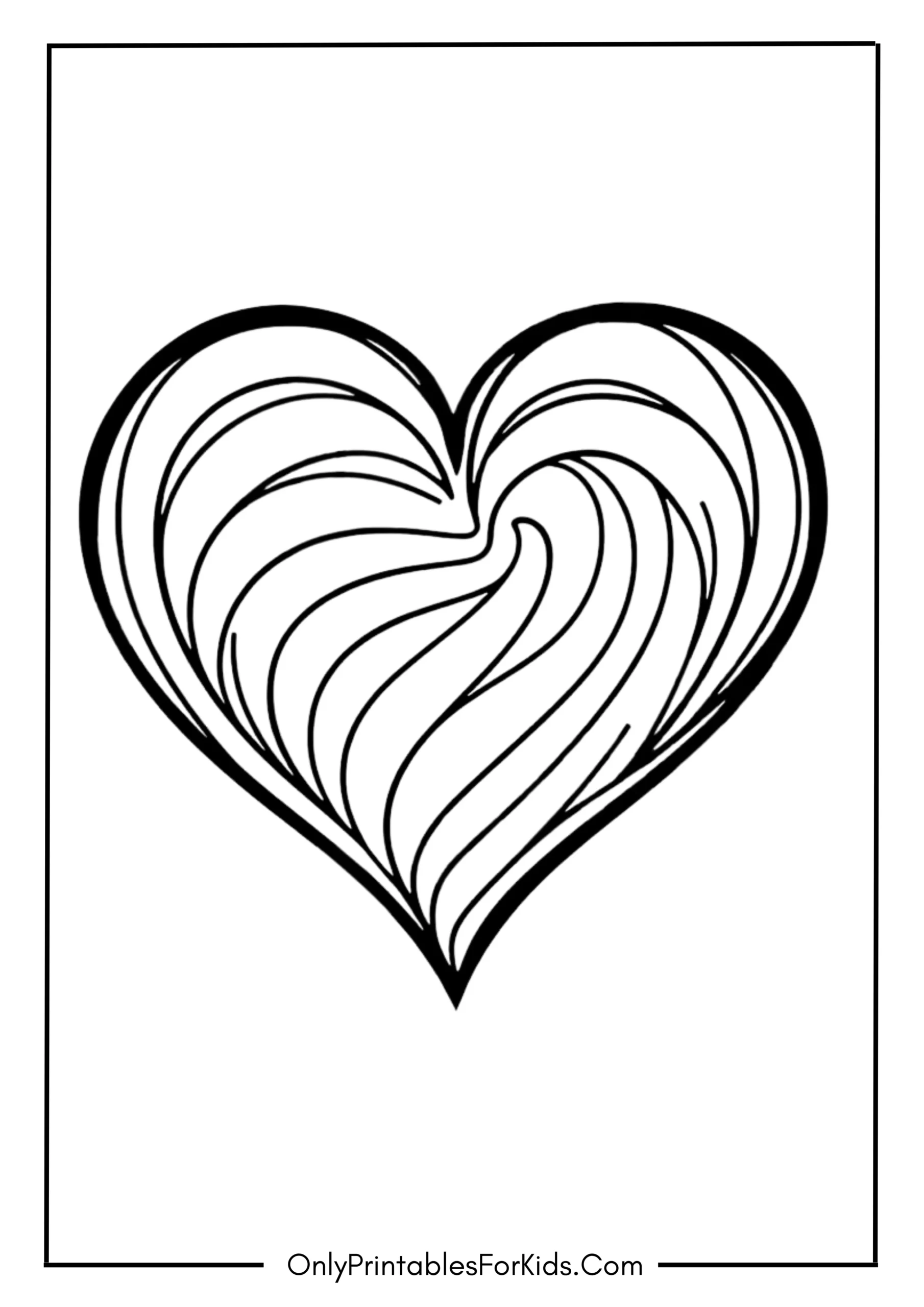 Watercolor-Style Heart Coloring Page