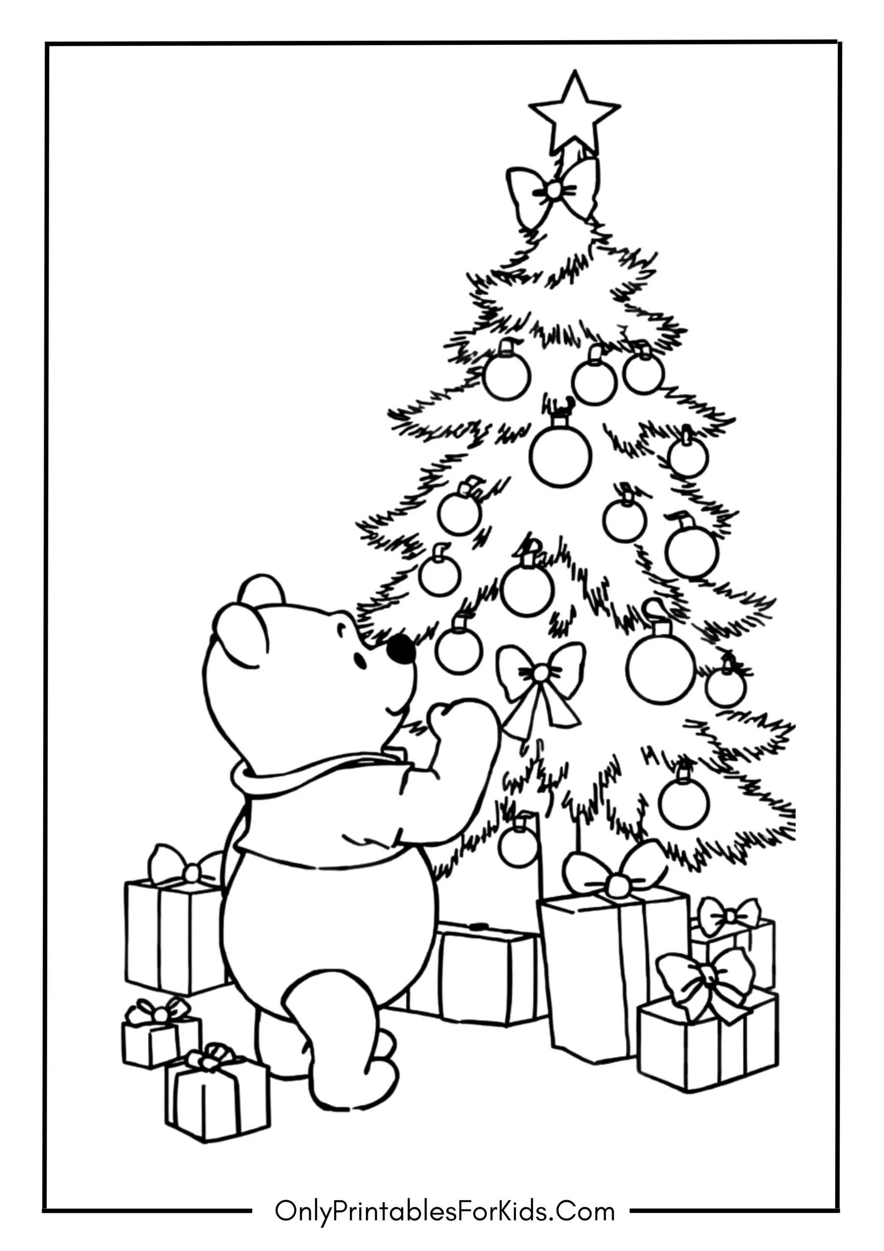 Winnie the Pooh with Christmas Tree and Gifts