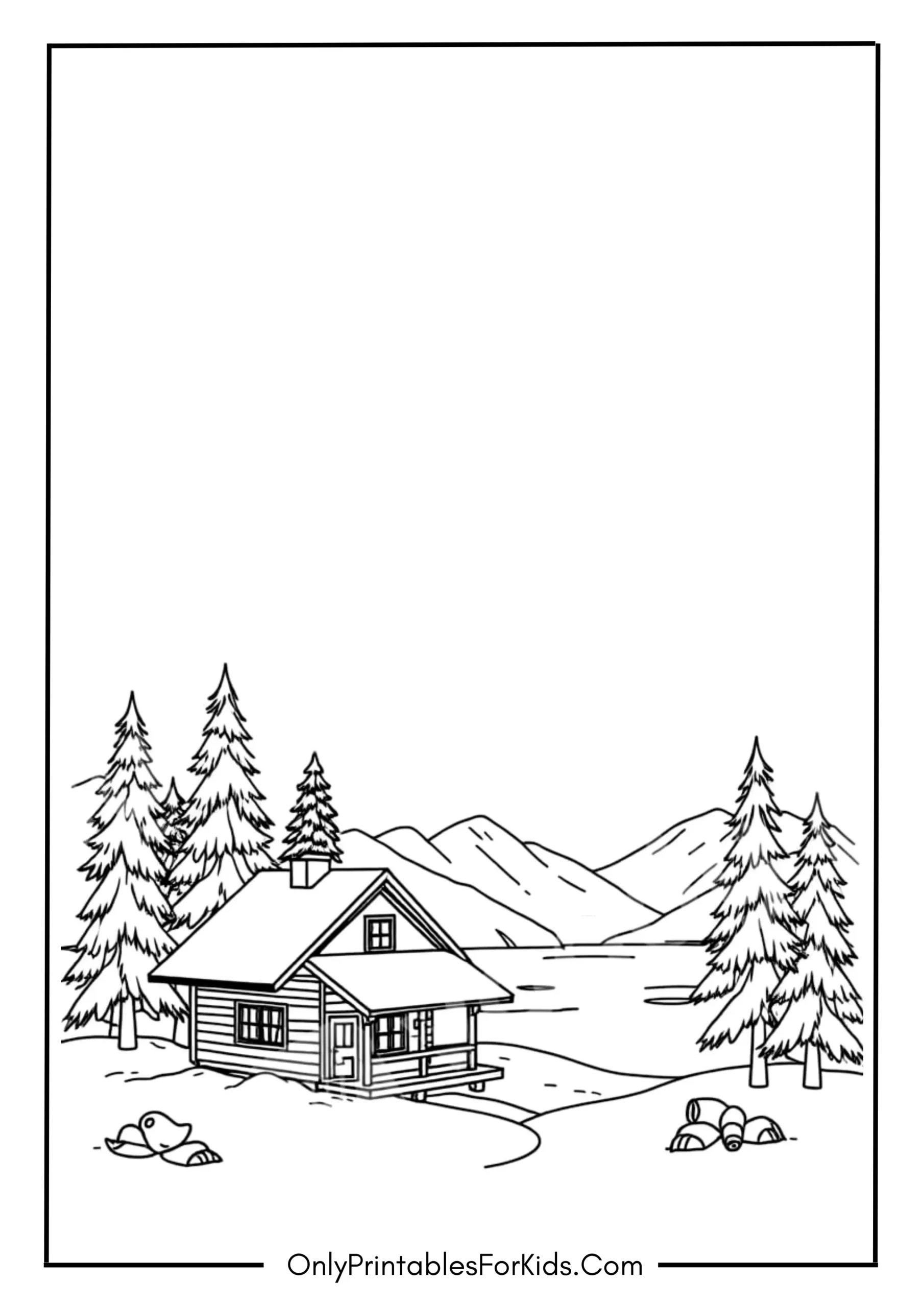 Winter Cabin by a Frozen Lake scaled