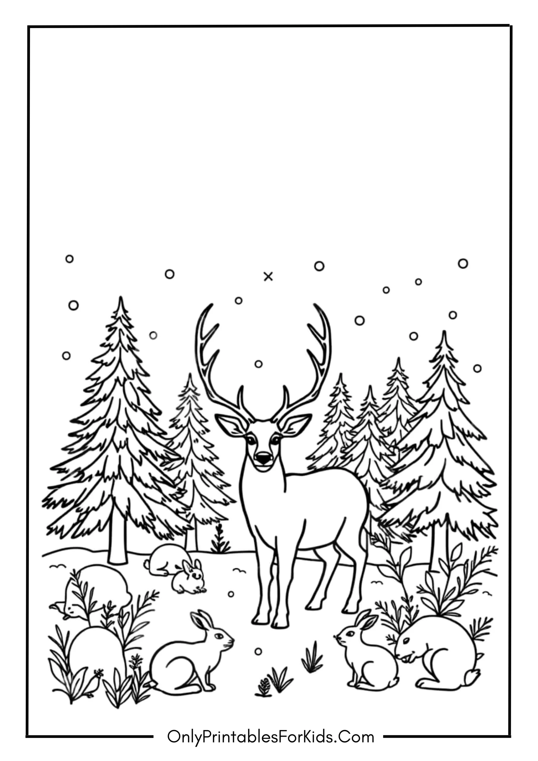 Winter Forest Animals Coloring Page