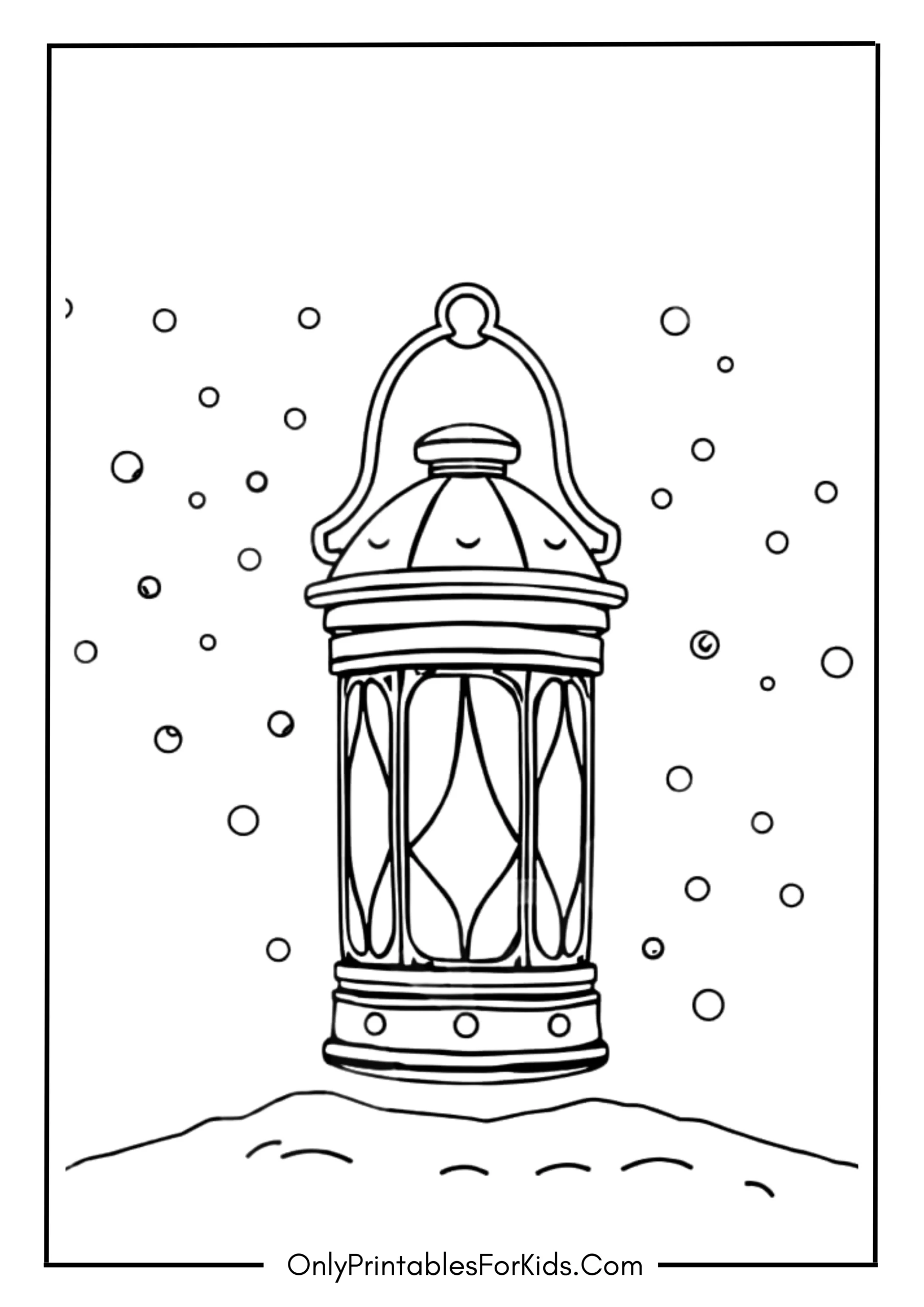 Winter Lantern with Snowflakes Coloring Page