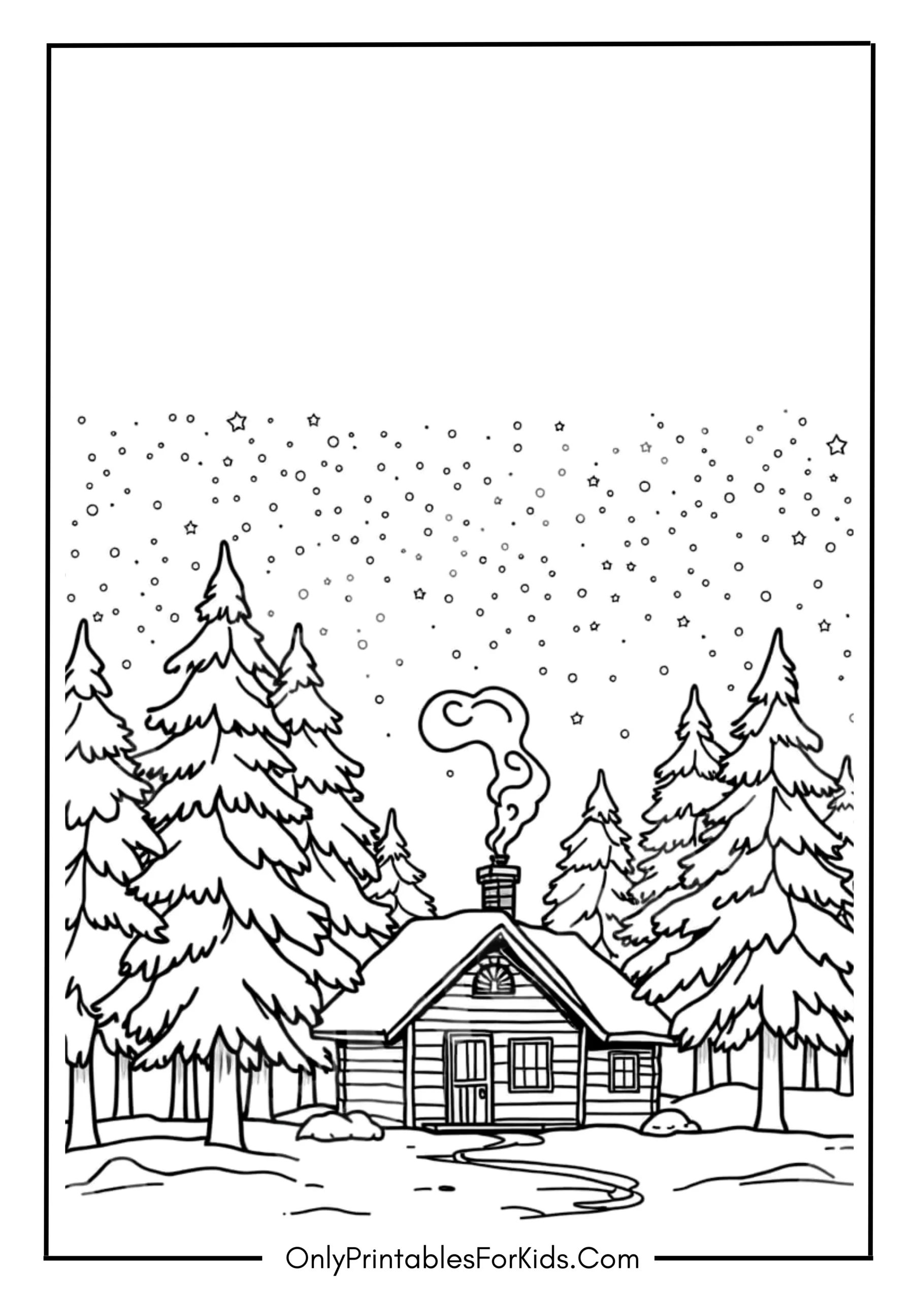 Winter Scene Coloring Page