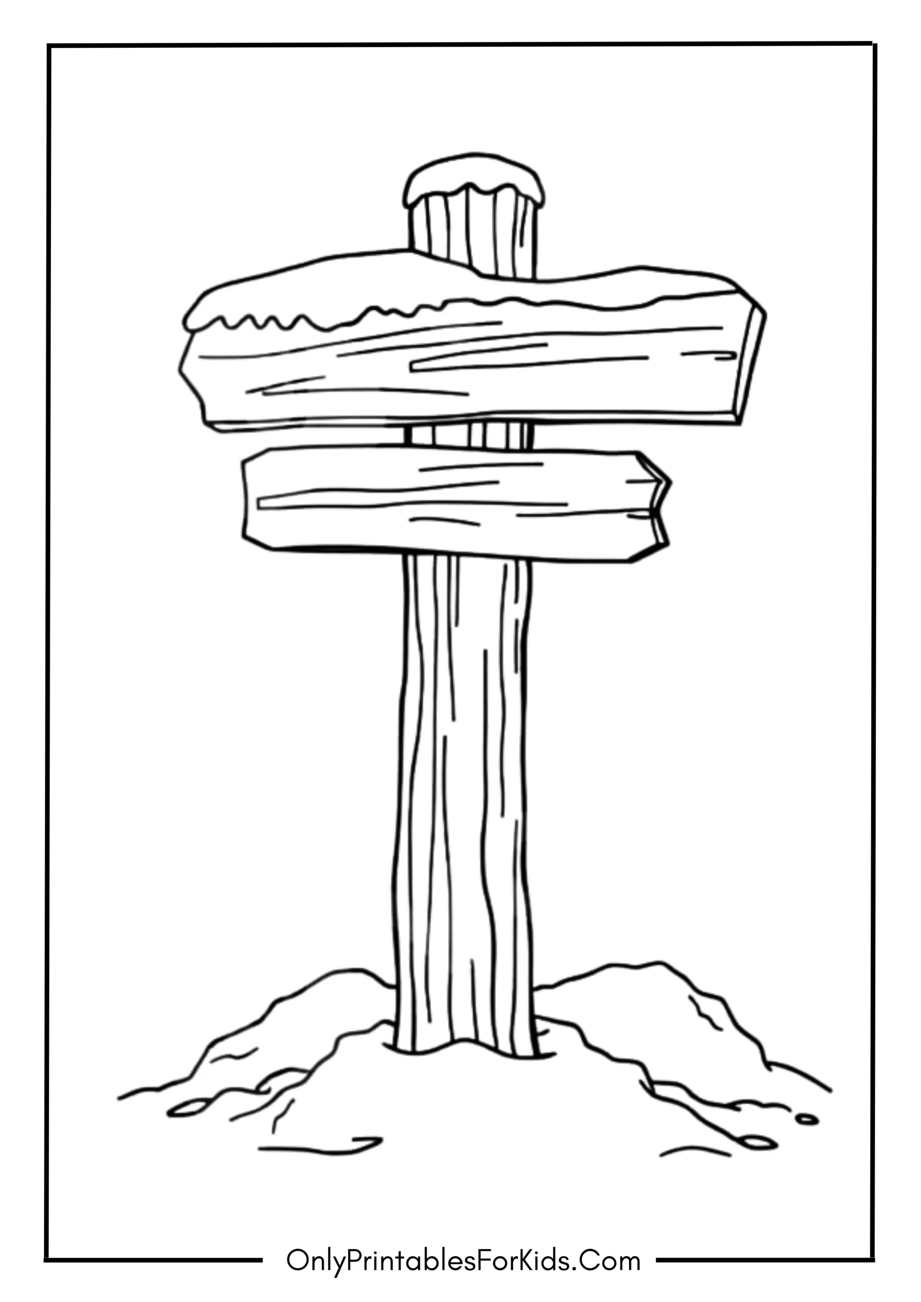 Winter Signpost Coloring Page