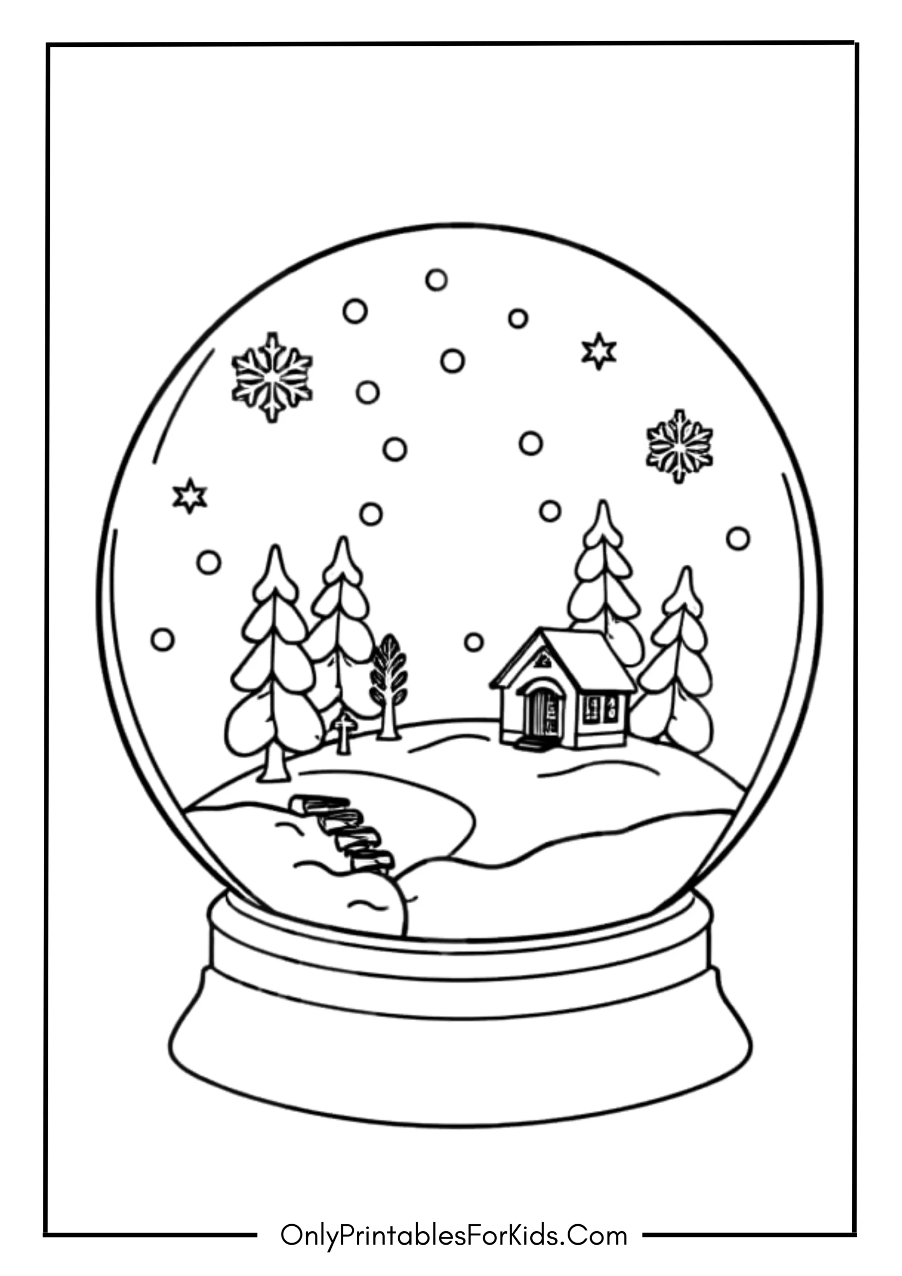 Winter Snow Globe Coloring Page