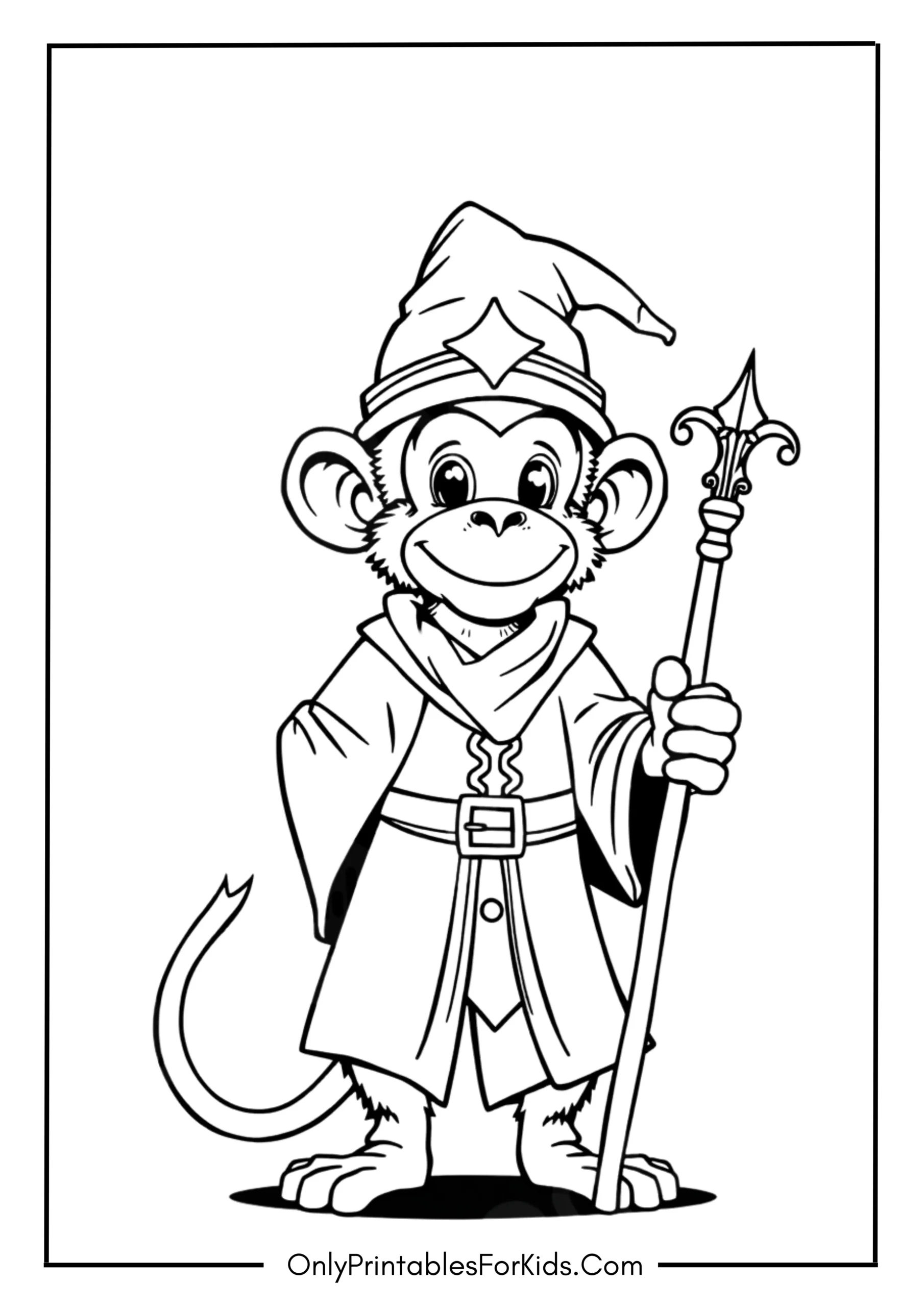 Wise Monkey with a Staff