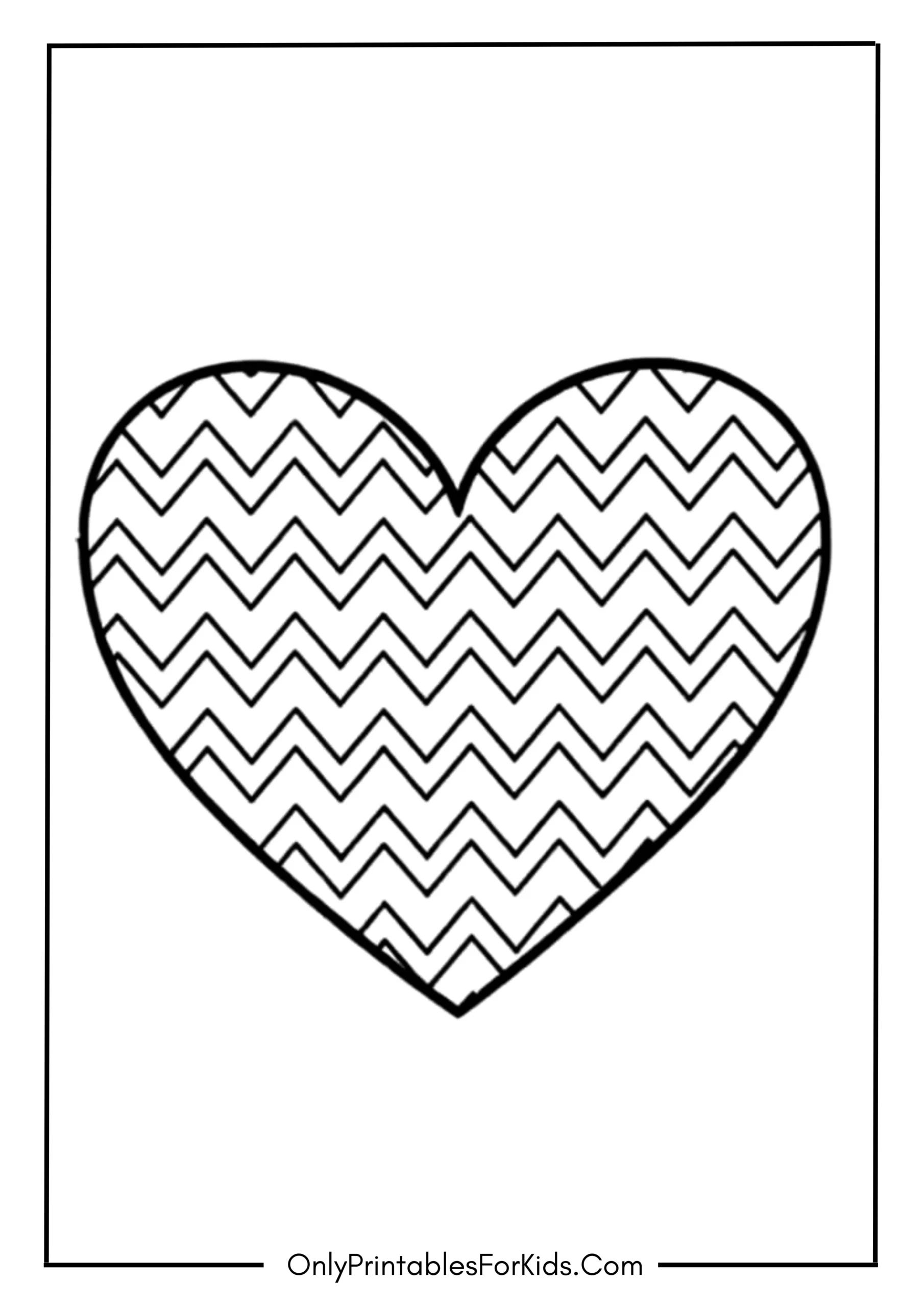 Zigzag Pattern Heart Coloring Page