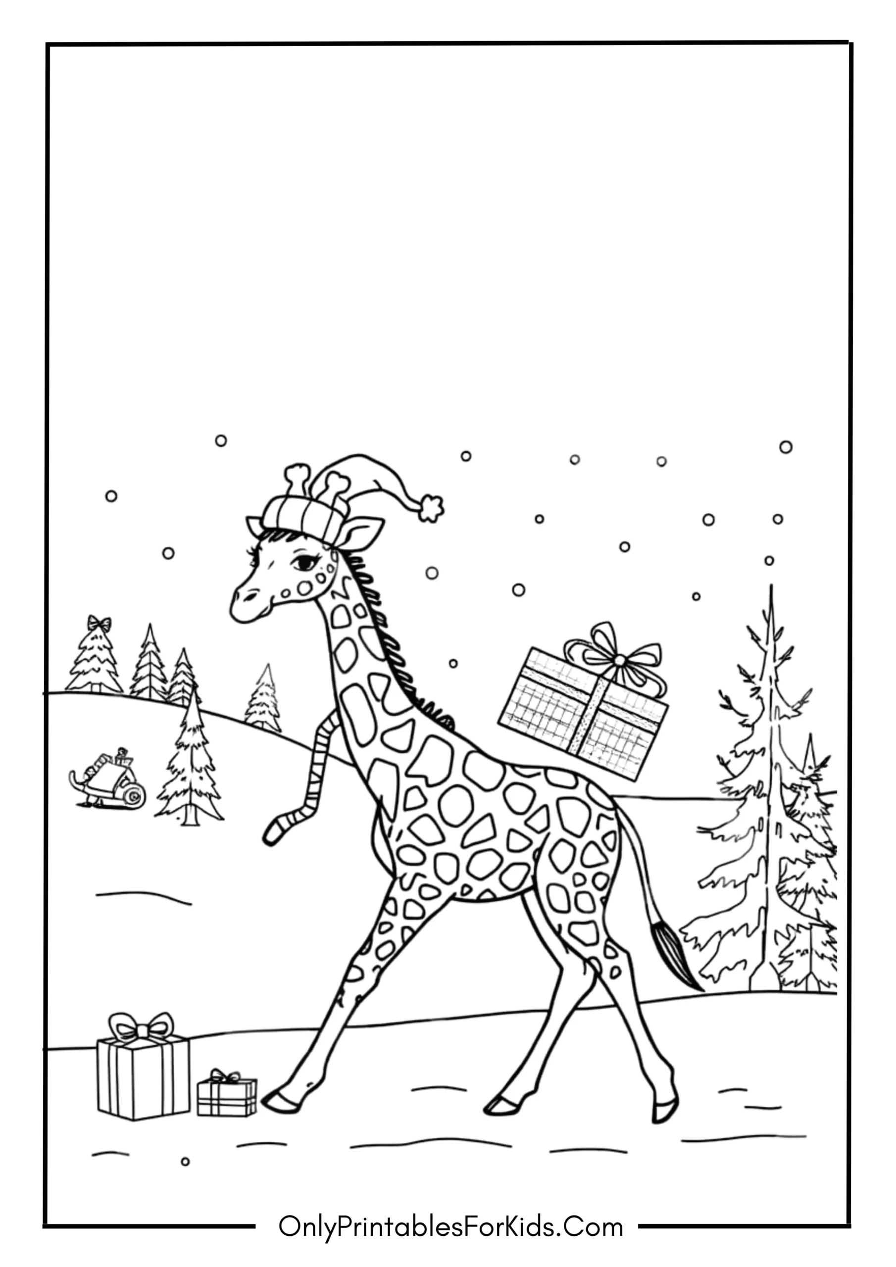 Christmas Giraffe Carrying Presents
