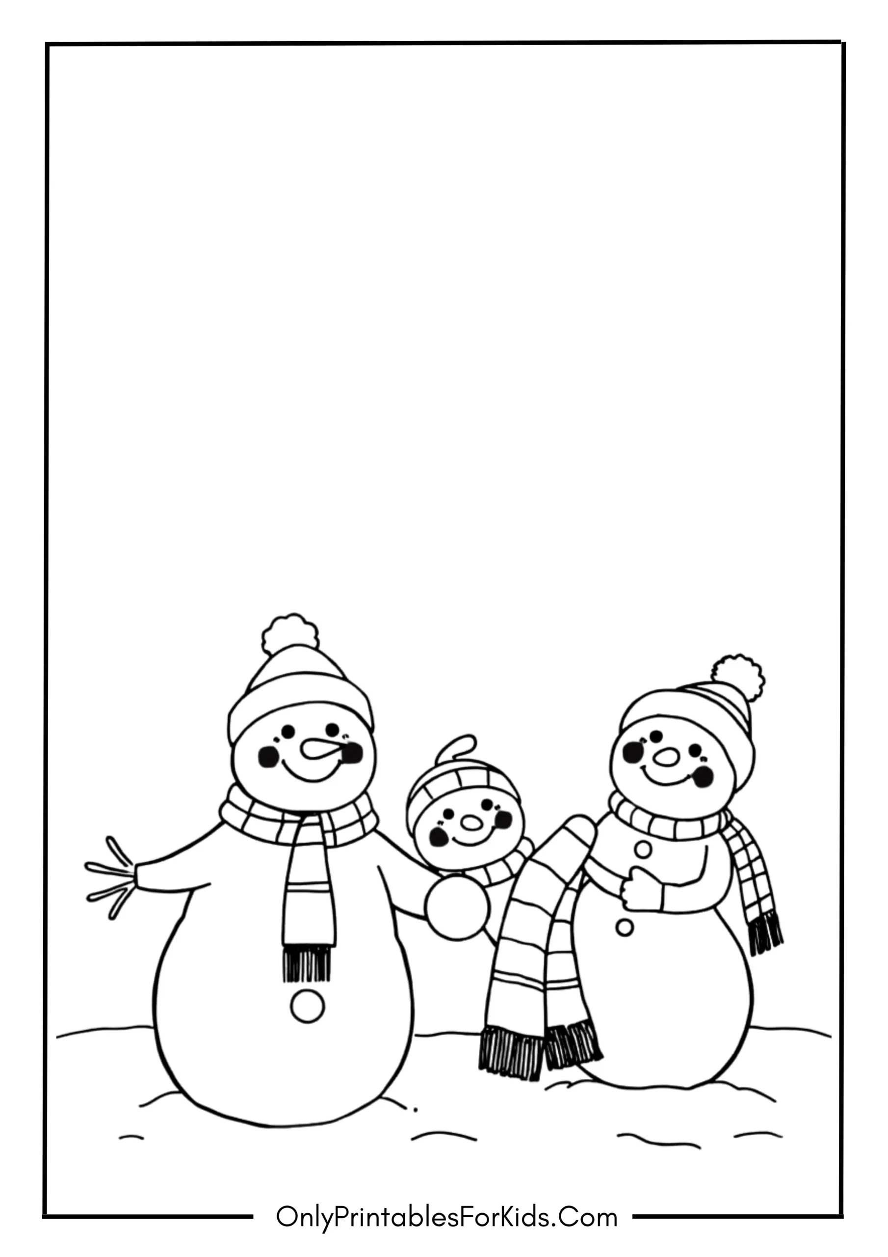 Cute Snowman Family in the Snow