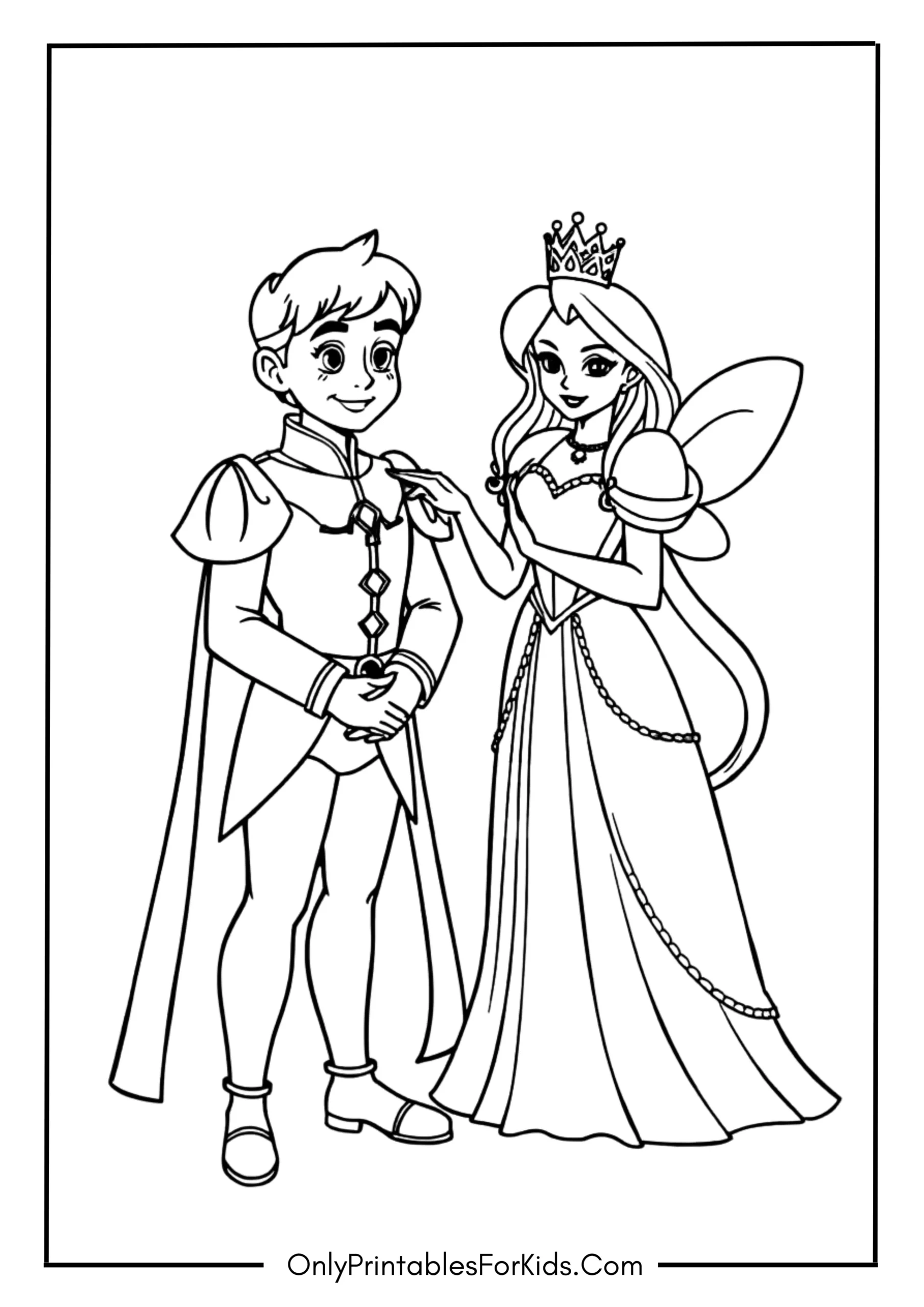 Fairy Godmother and Prince Charming Coloring Page