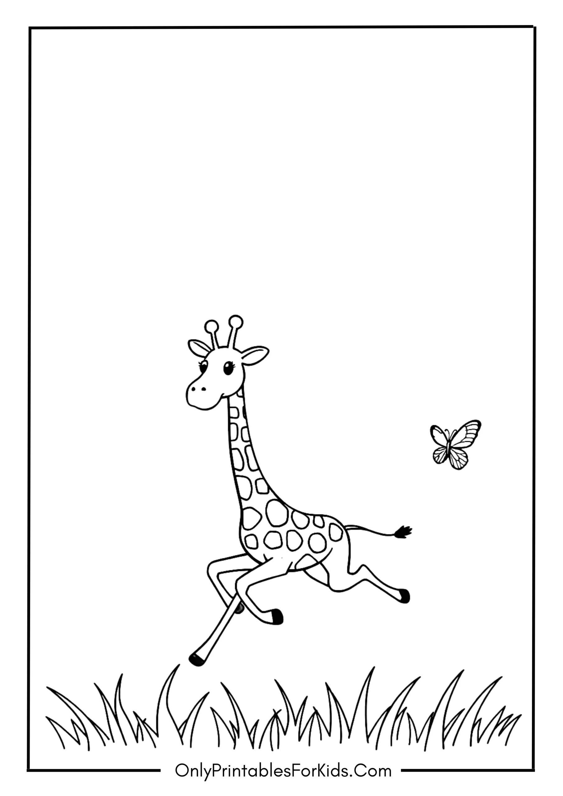 Giraffe Chasing a Butterfly
