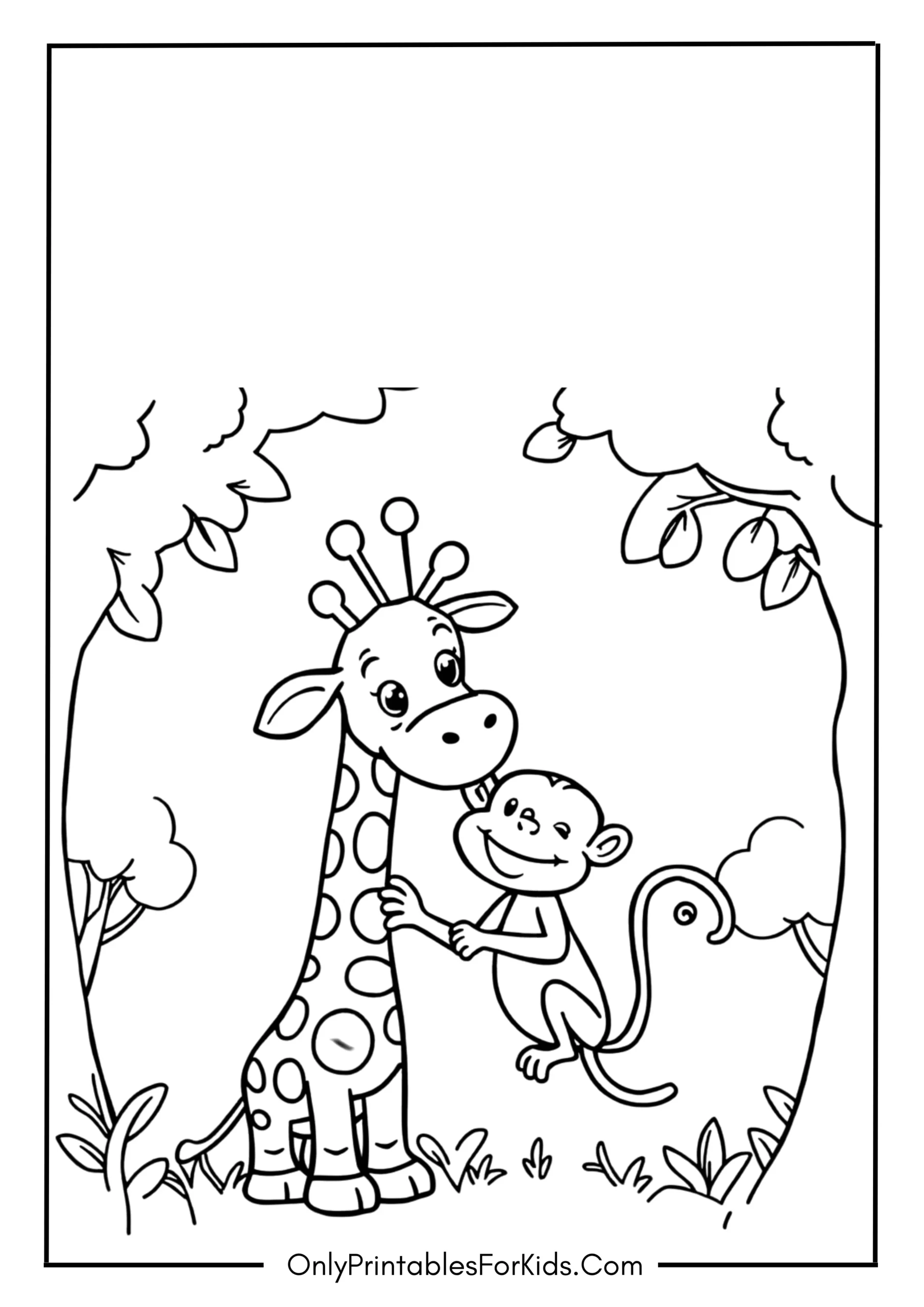 Giraffe Playing With a Monkey