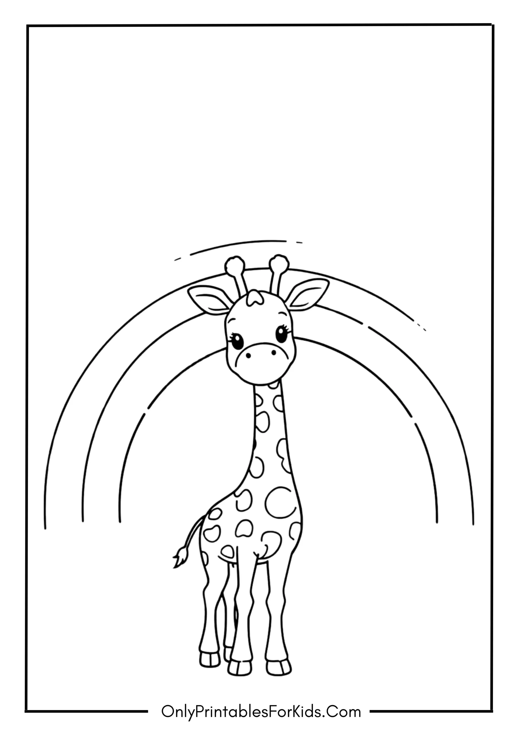 Giraffe with a Rainbow Behind