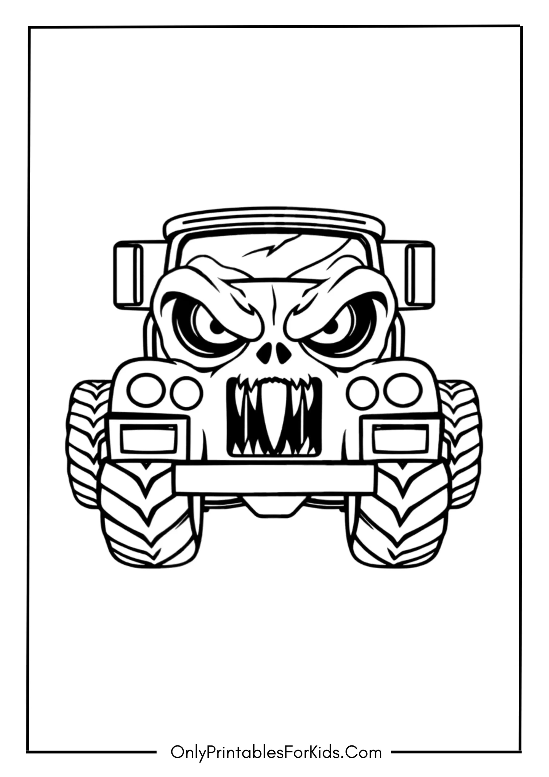Monster Face Truck Coloring Page