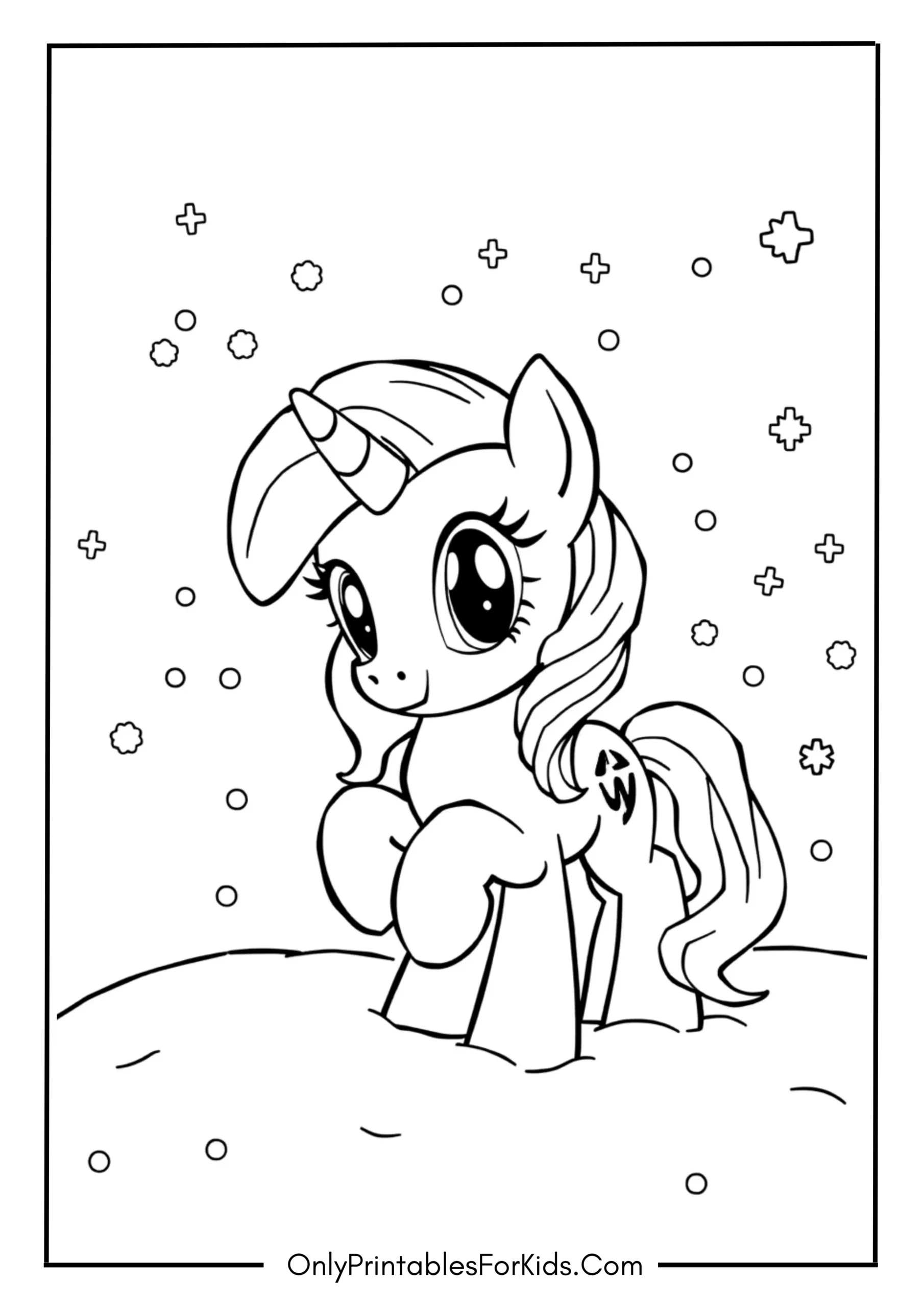 My Little Pony Snowy Day Coloring Page scaled