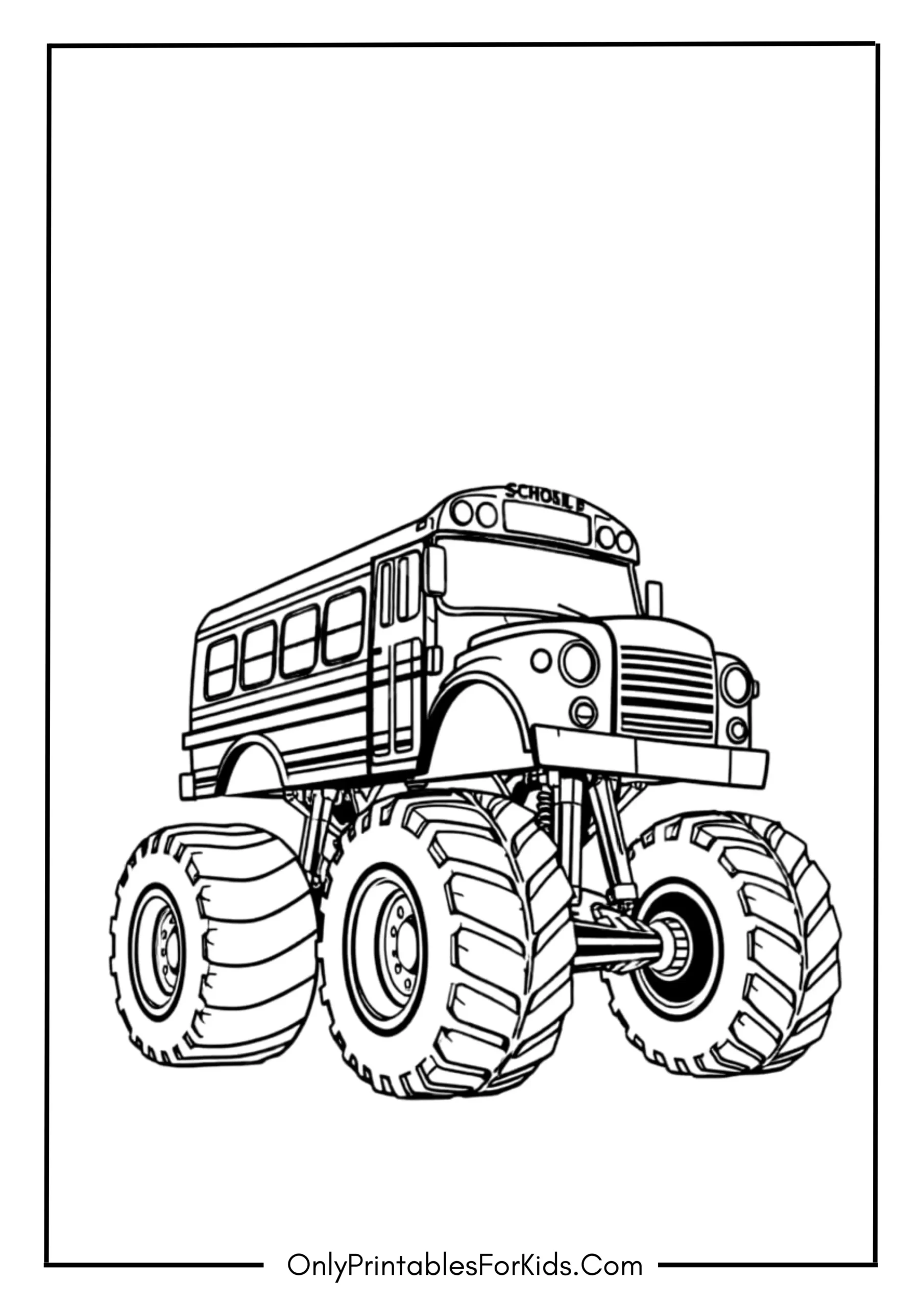 School Bus Monster Truck Coloring Page
