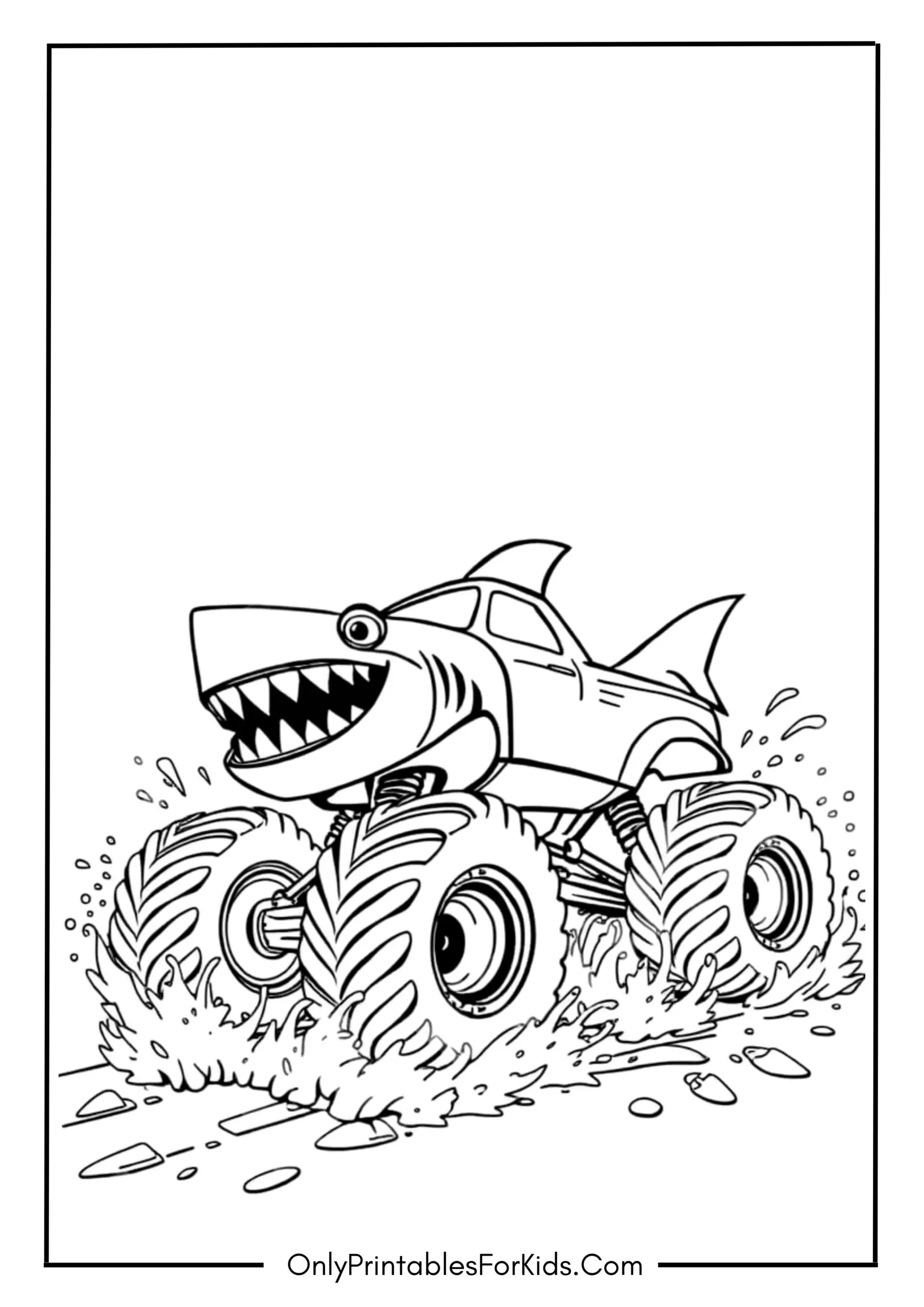 Shark Monster Truck Coloring Page