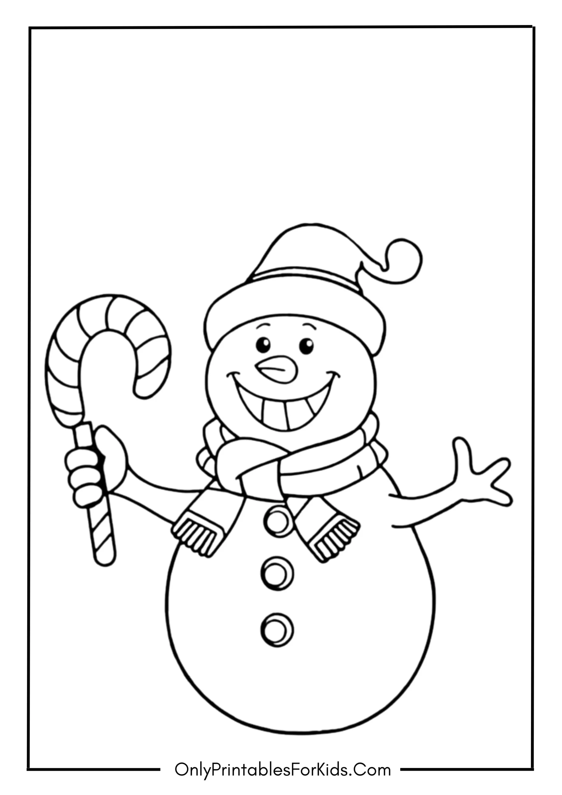 Snowman Holding a Candy Cane