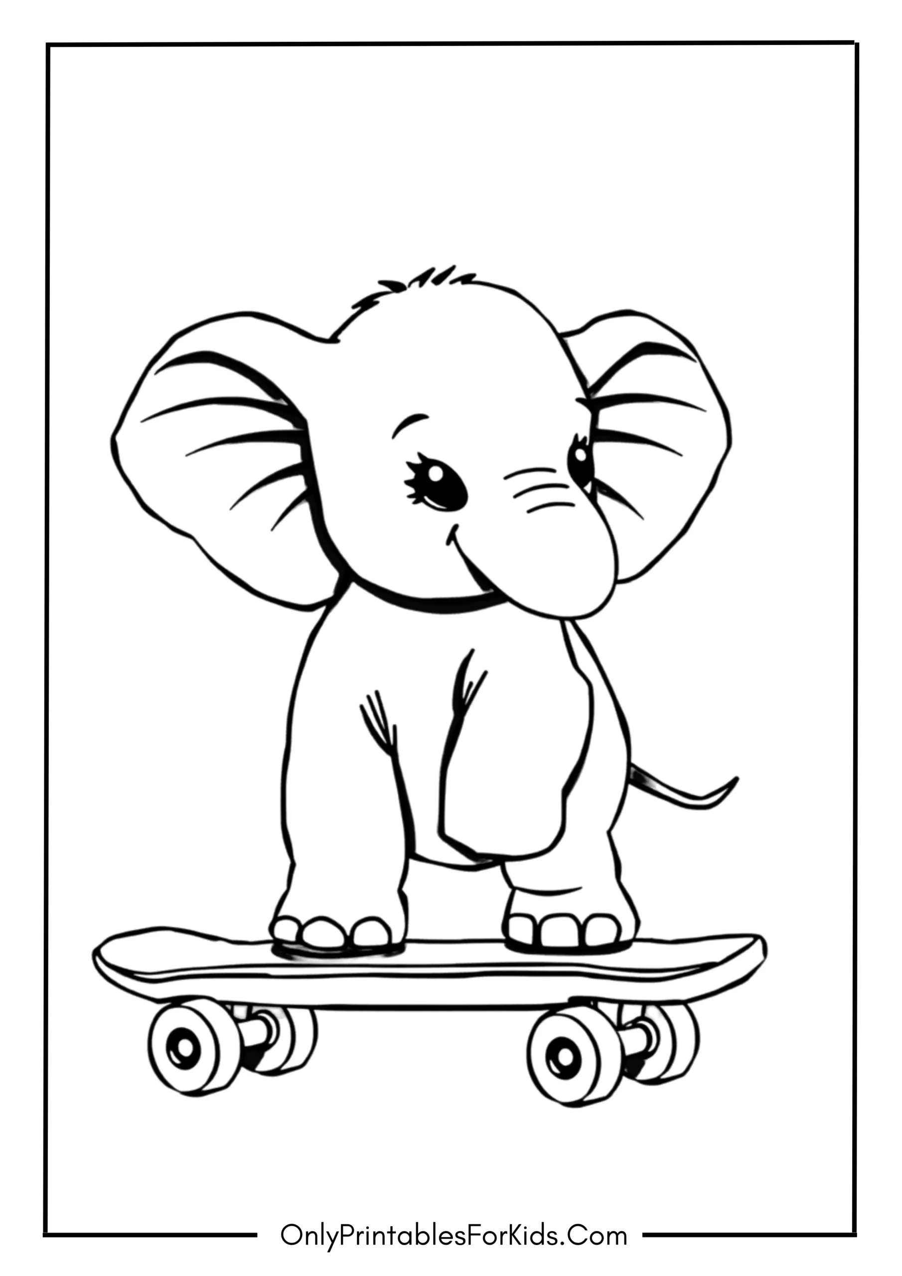 Baby Elephant Riding A Skateboard