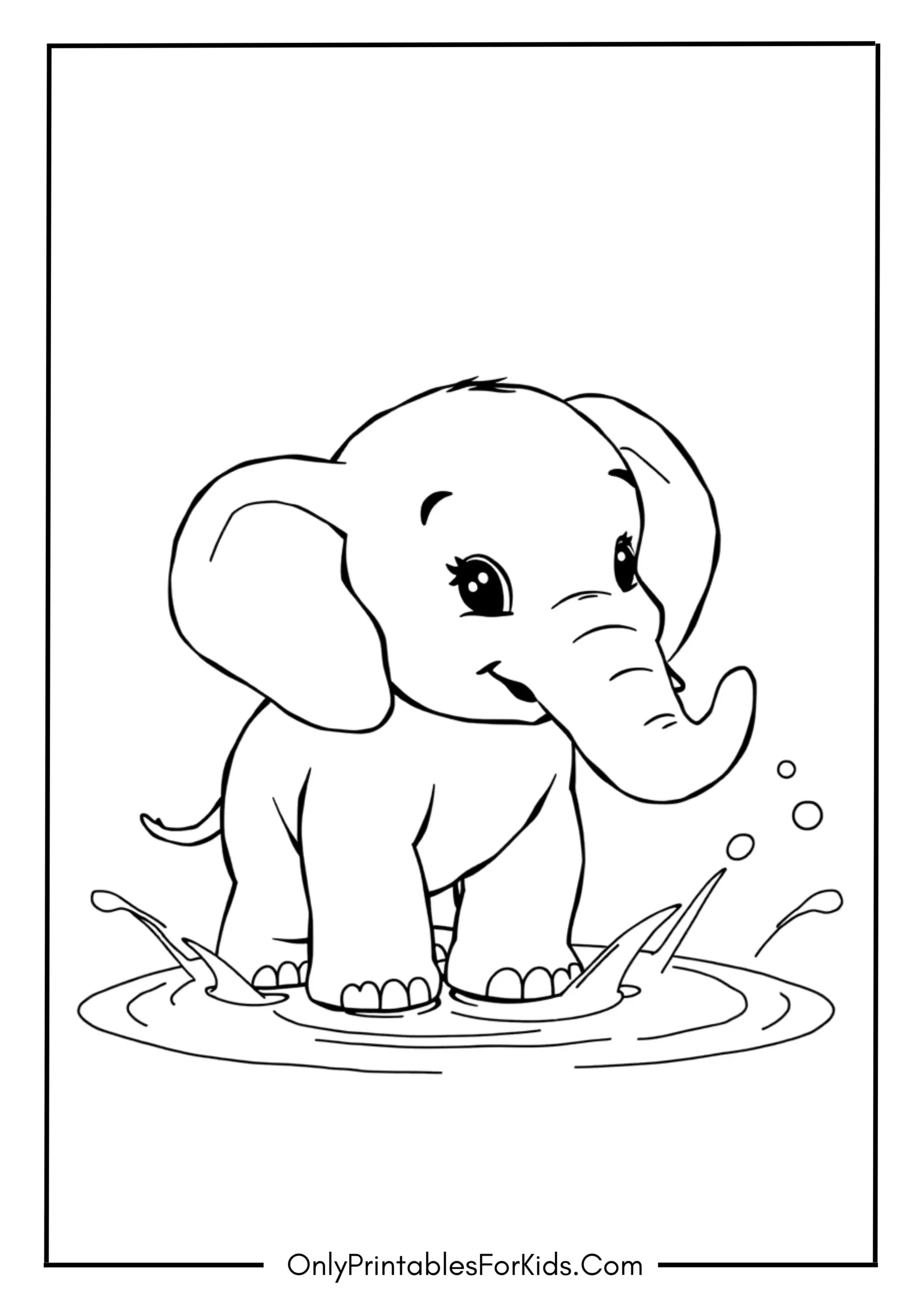 Baby Elephant Splashing Water