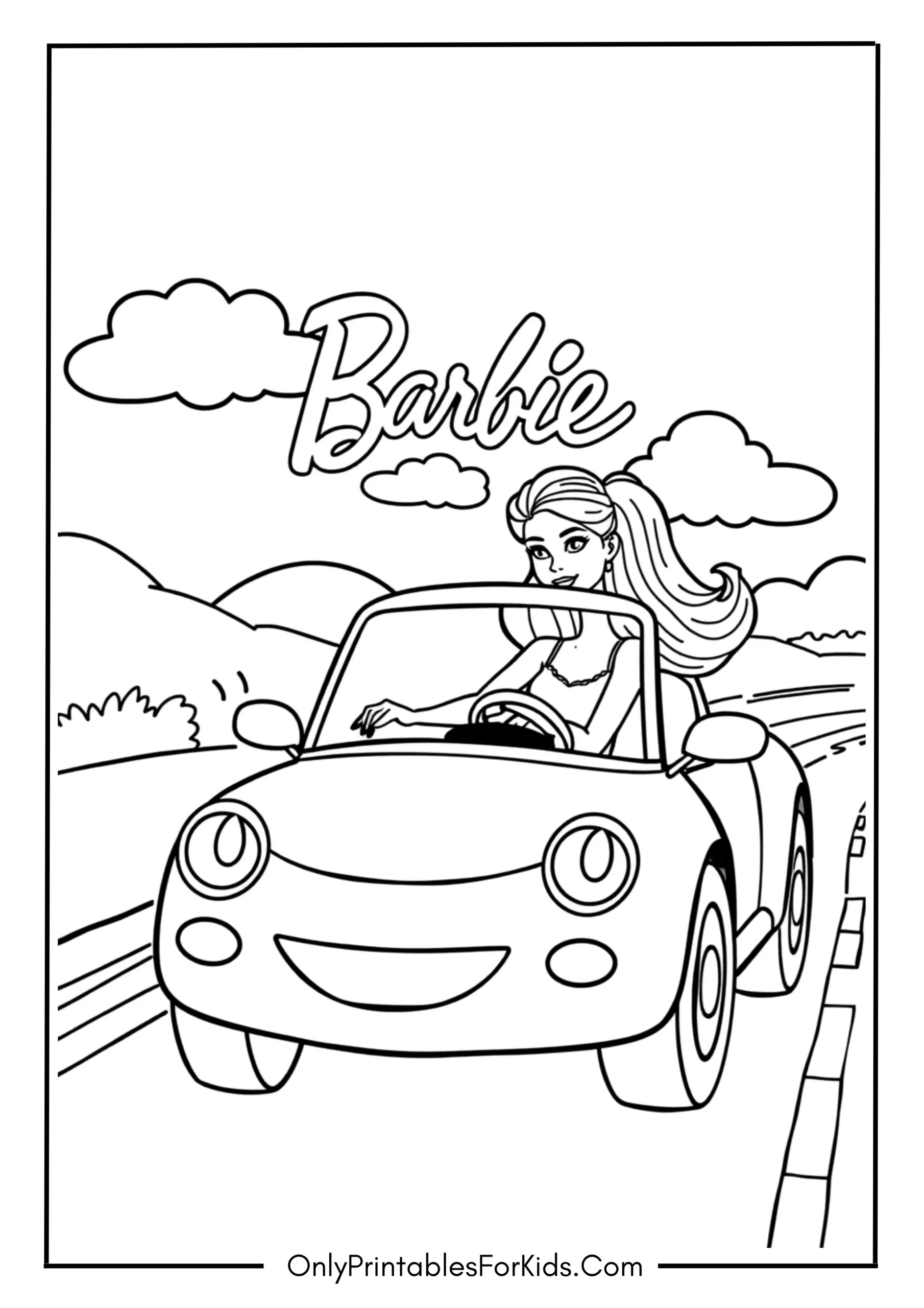 Barbie Car Coloring Page