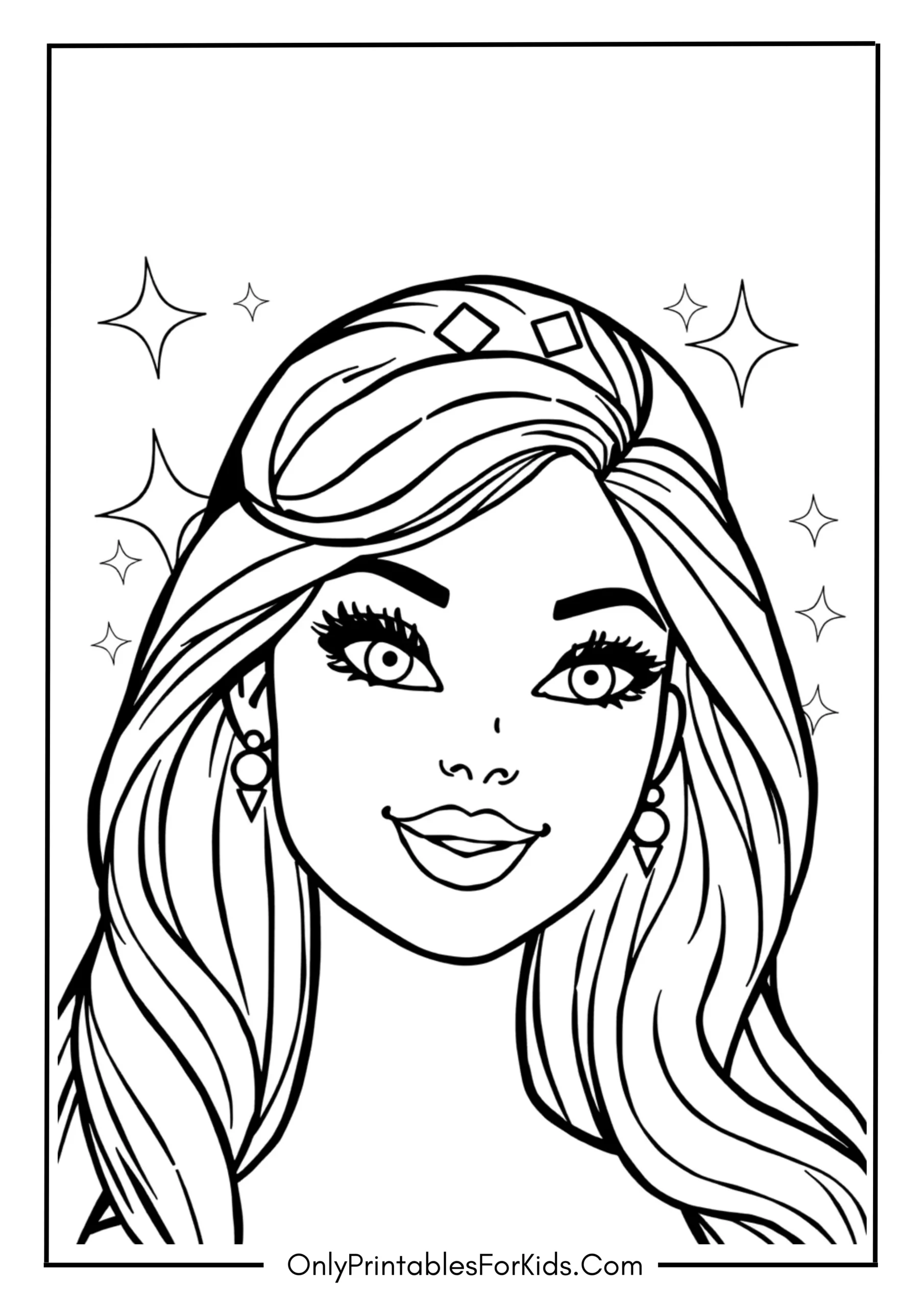 Barbie Face Coloring Page