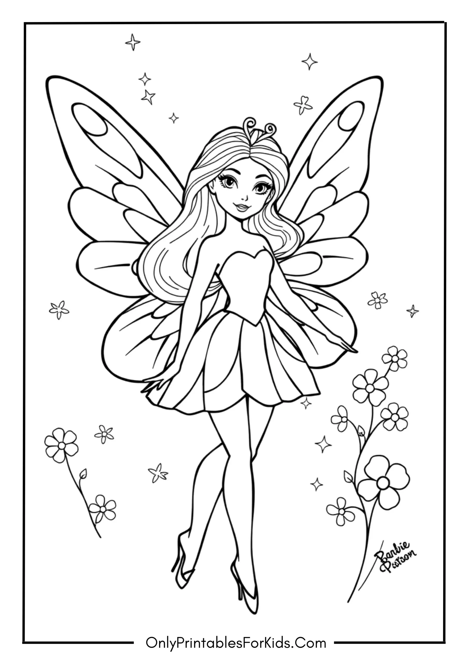 Barbie Fairy Coloring Page